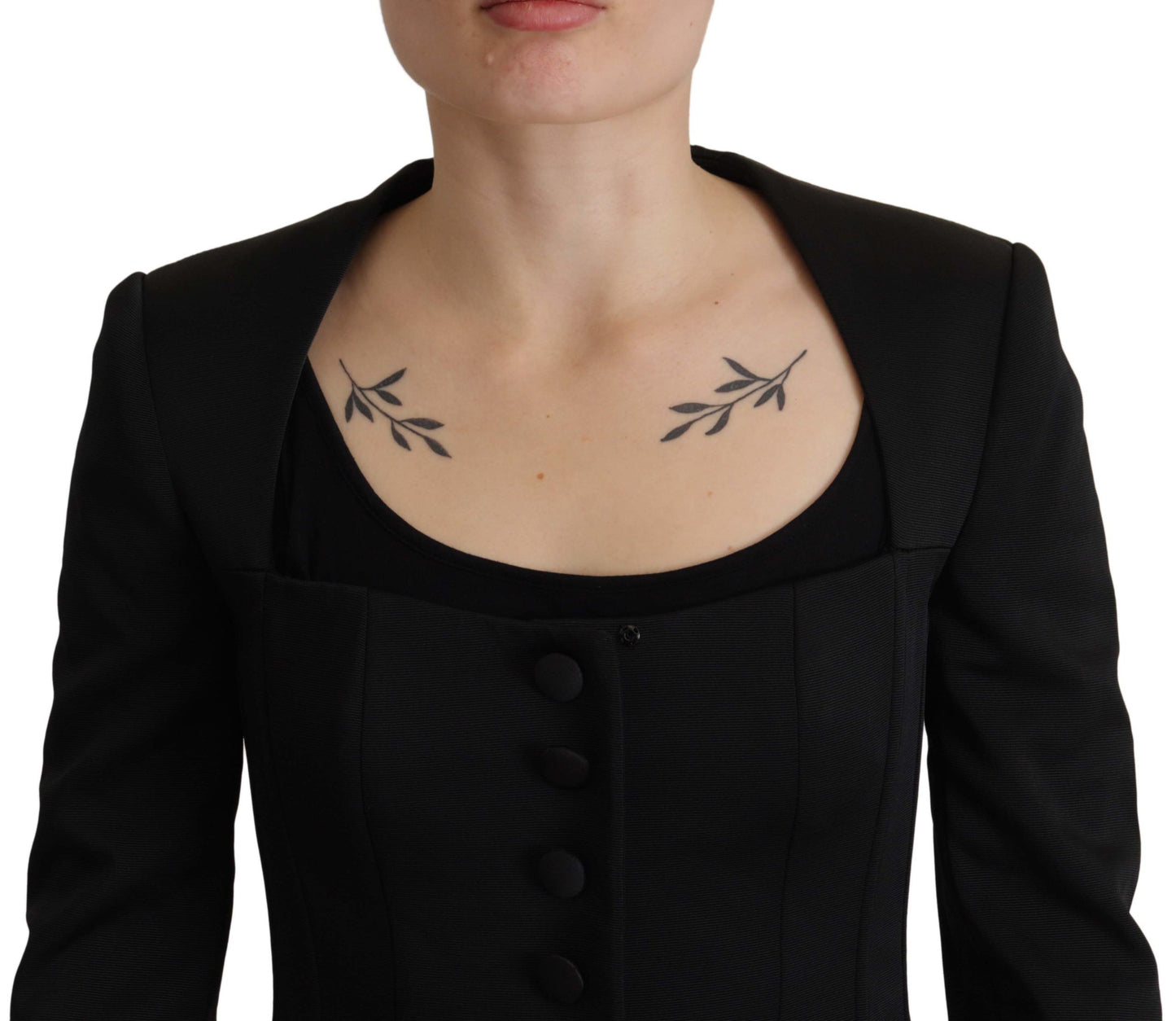 - Sleek Black Snap Jacket with Silk Lining