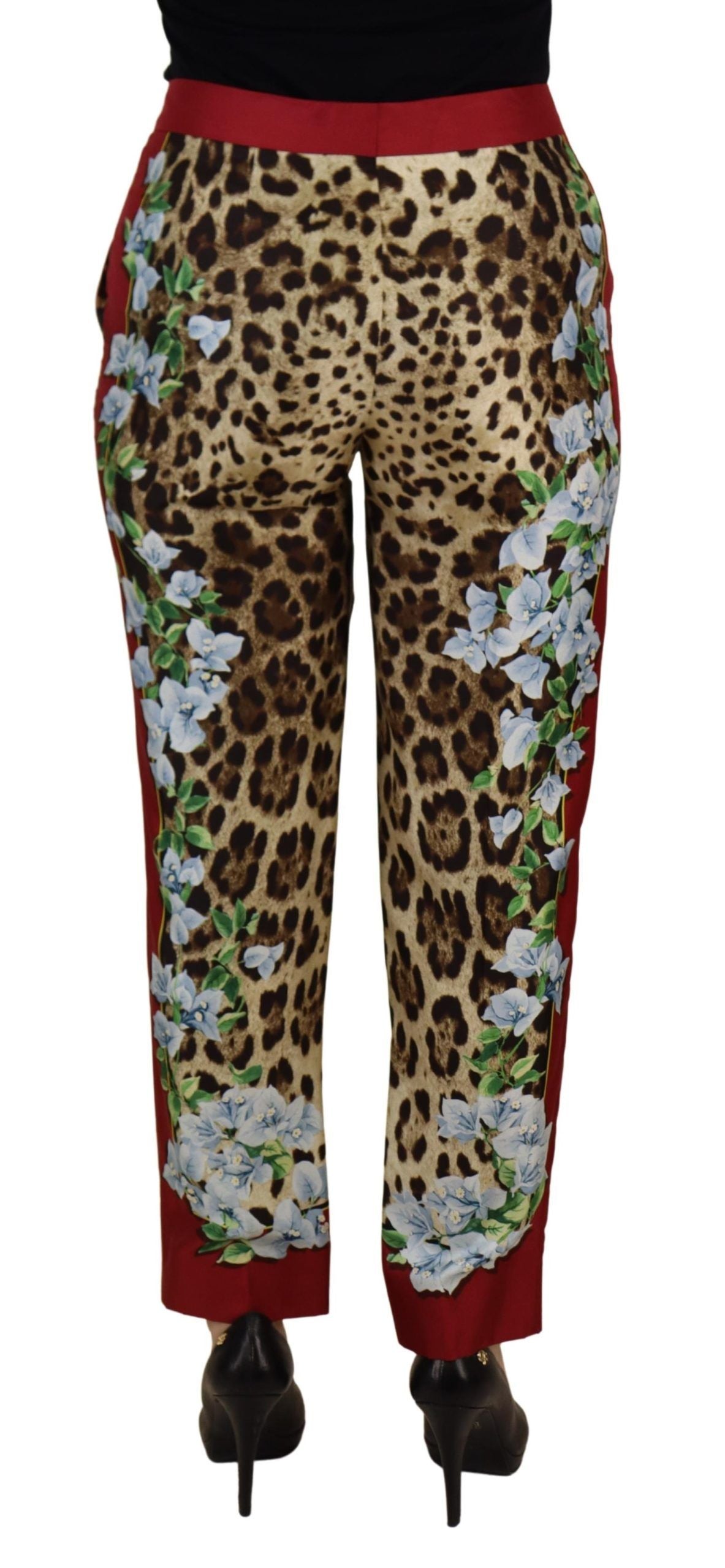 Elegant Multicolor High Waist Silk Pants by Dolce & Gabbana