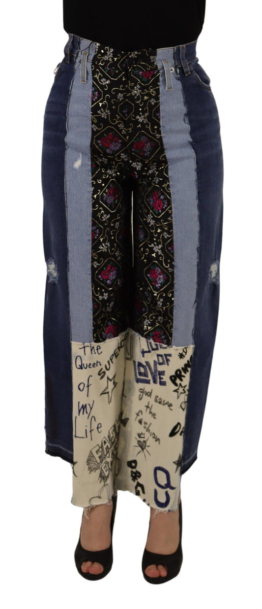 - High-Waist Multicolor Wide-Cut Jeans