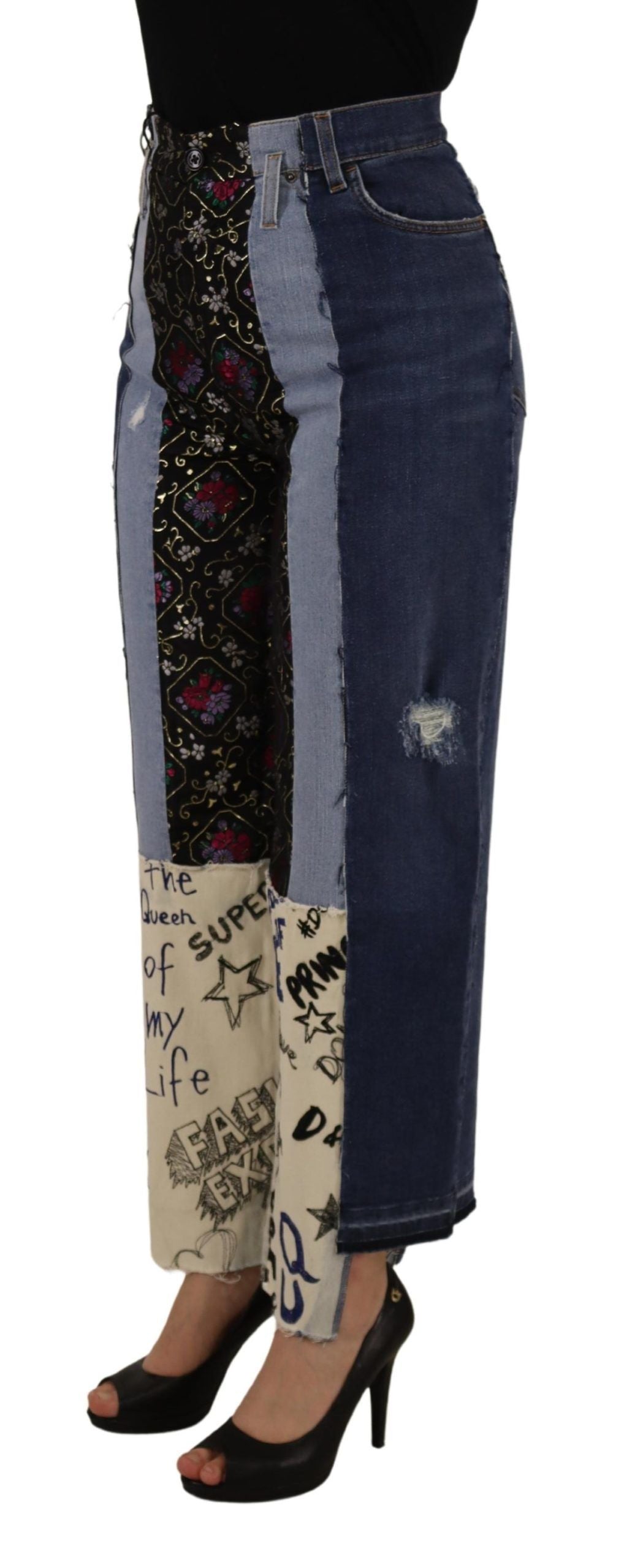 - High-Waist Multicolor Wide-Cut Jeans