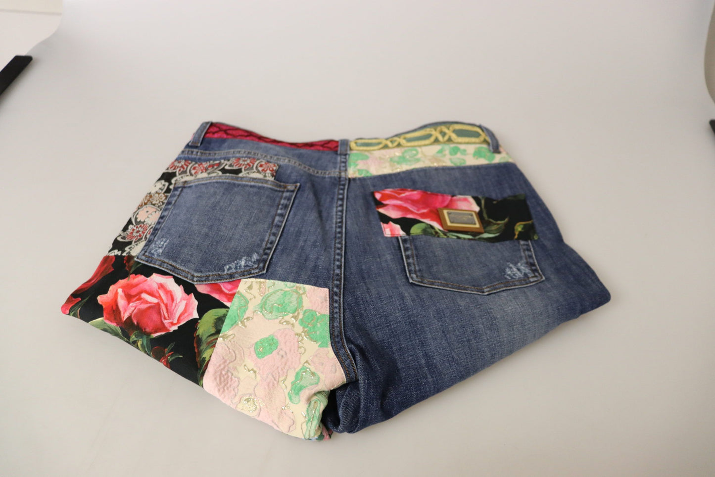 - High Waist Patchwork Skinny Denim