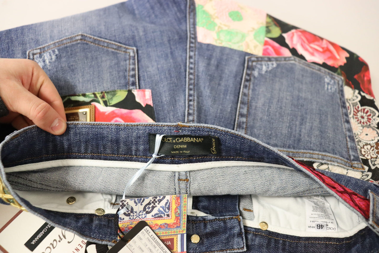 - High Waist Patchwork Skinny Denim