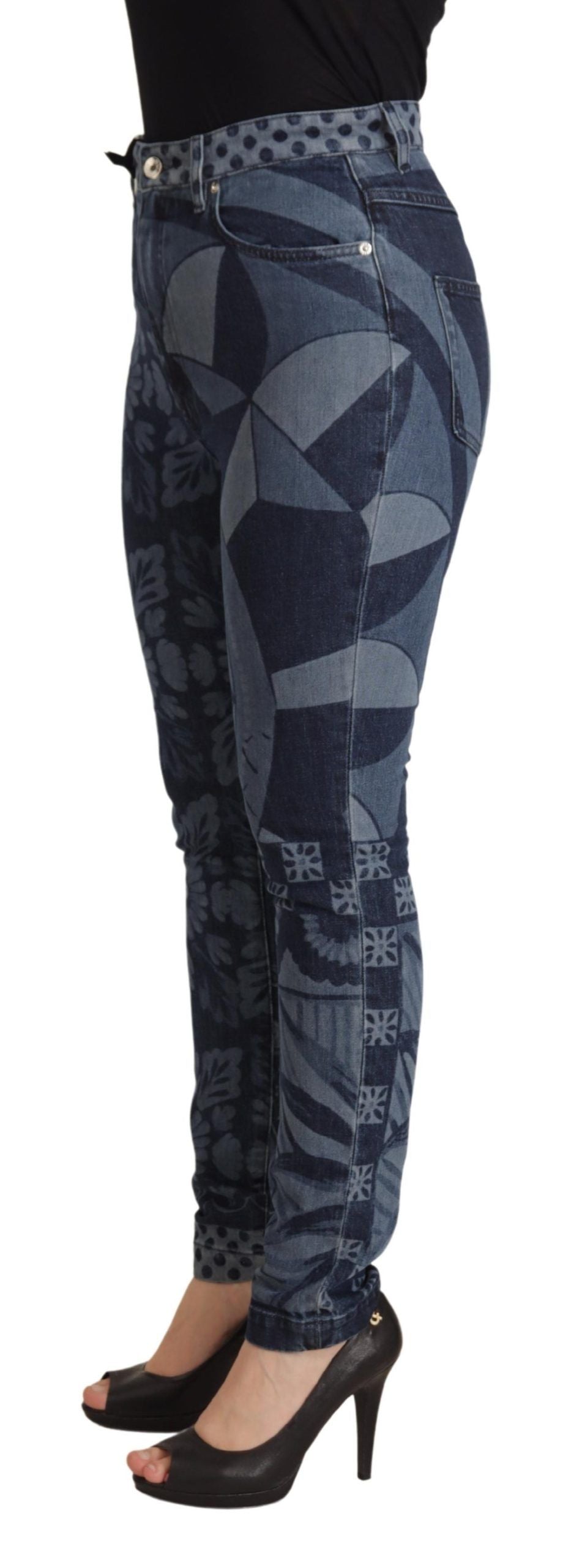 - Elegant Floral High Waist Skinny Jeans