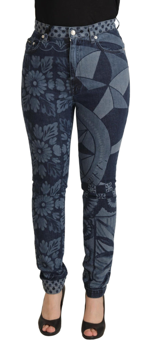- Elegant Floral High Waist Skinny Jeans