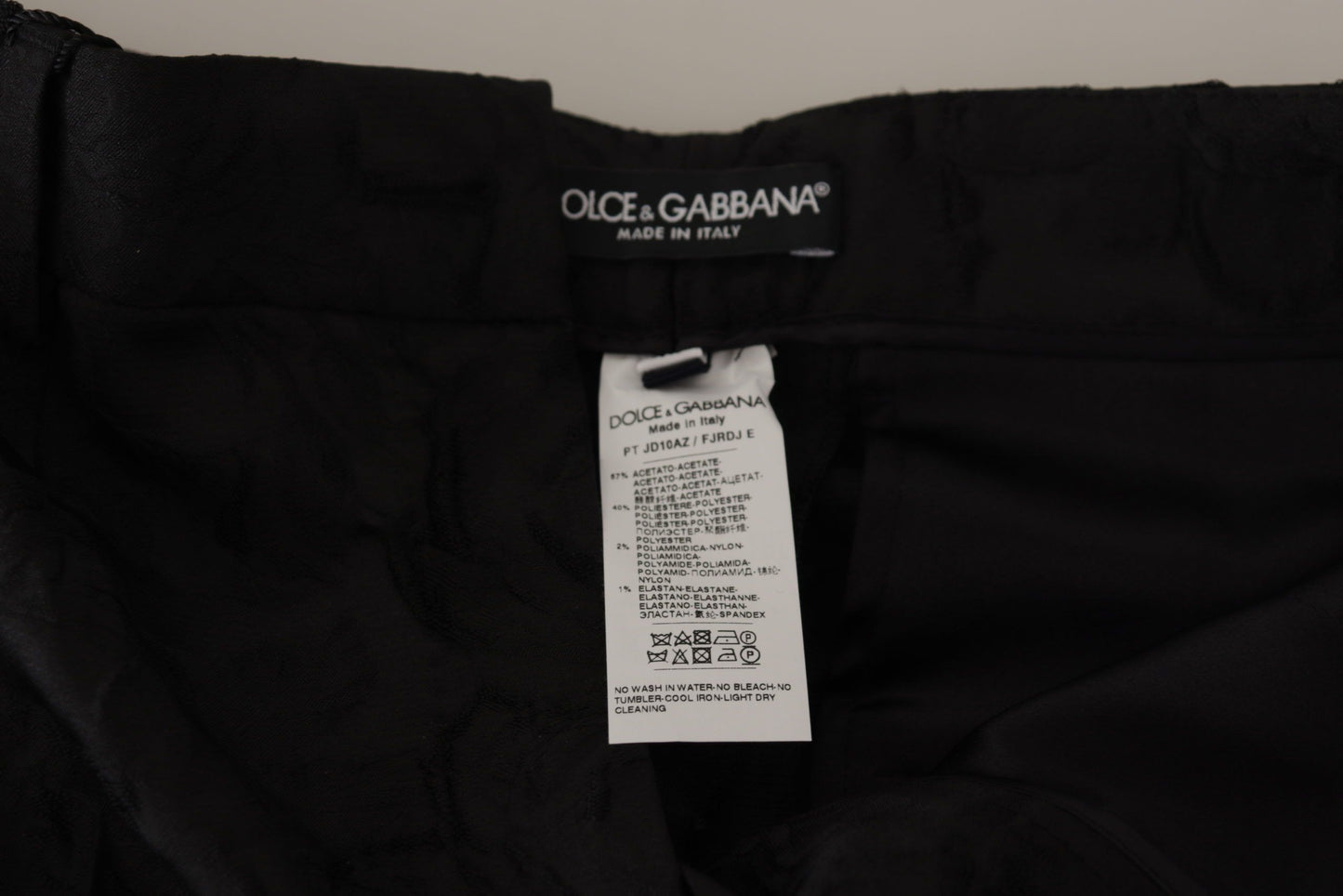 - Elegant Black Brocade Cropped Pants