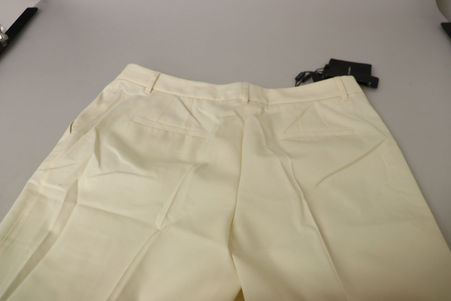 - Elegant Ivory High-Waist Wool Pants