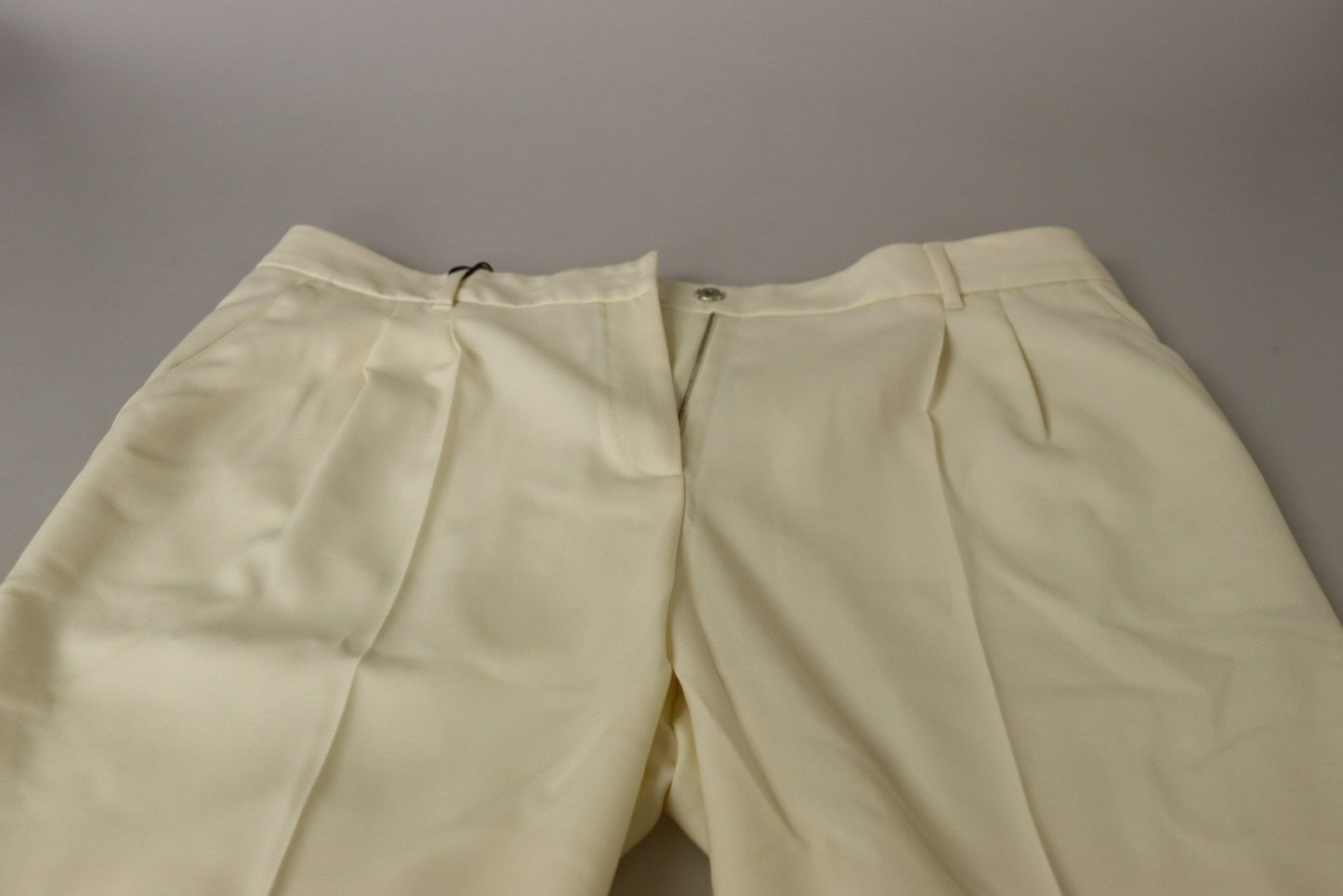 - Elegant Ivory High-Waist Wool Pants