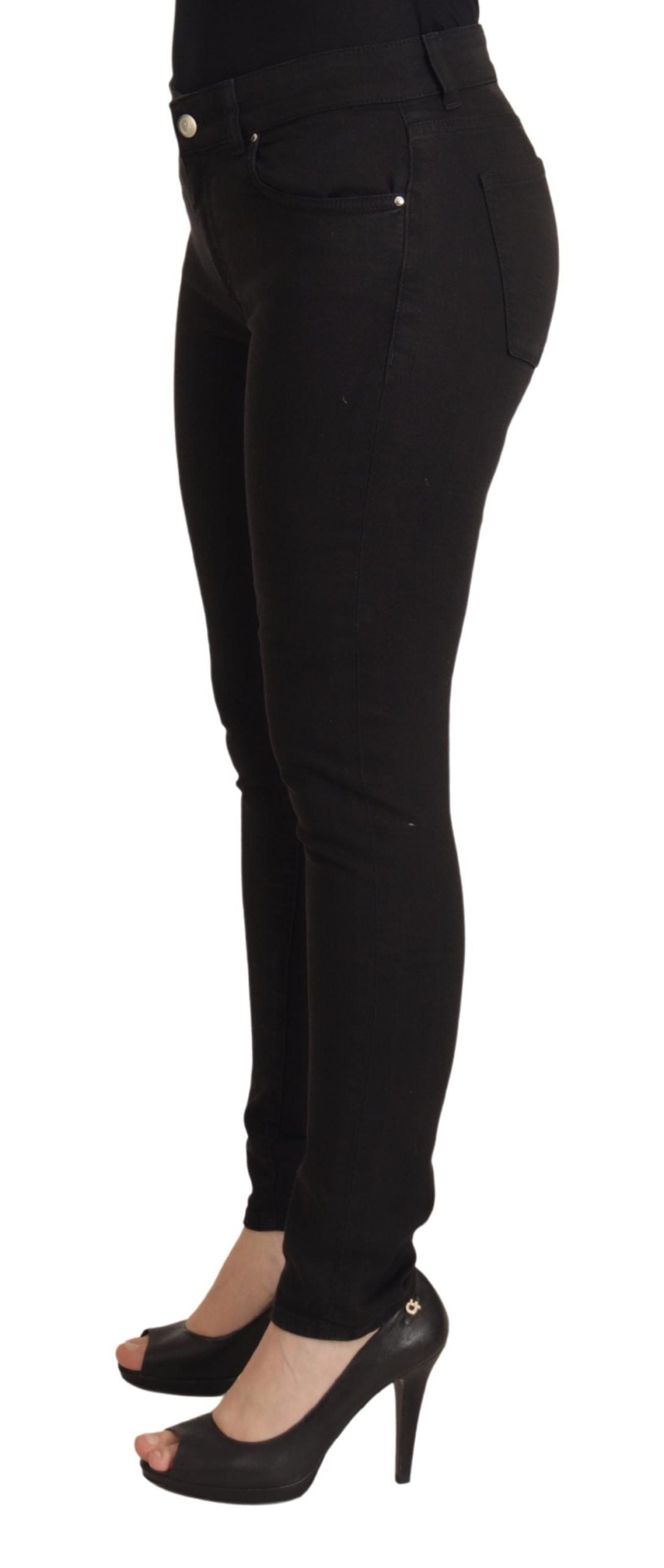 - Sleek Black Cotton Stretch Skinny Jeans