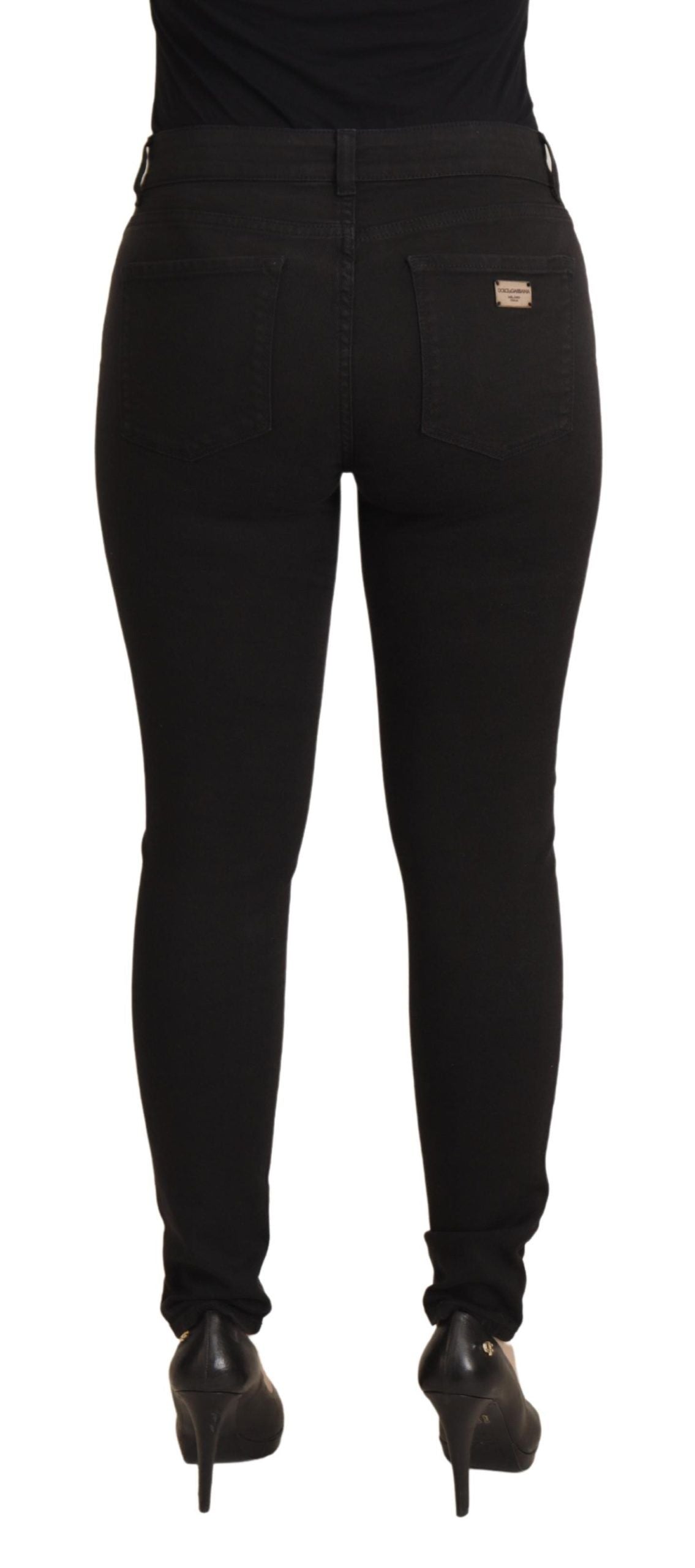 - Sleek Black Cotton Stretch Skinny Jeans