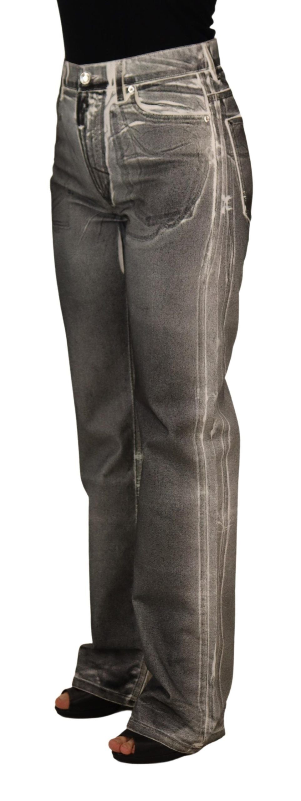 - High Waist Grey Denim Elegance