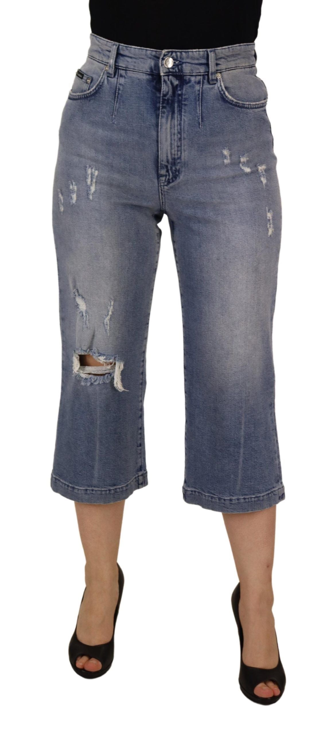 - High Waist Skinny Denim Jeans - Blue