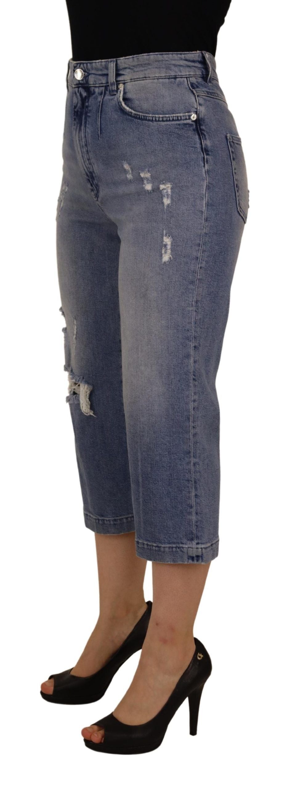 - High Waist Skinny Denim Jeans - Blue