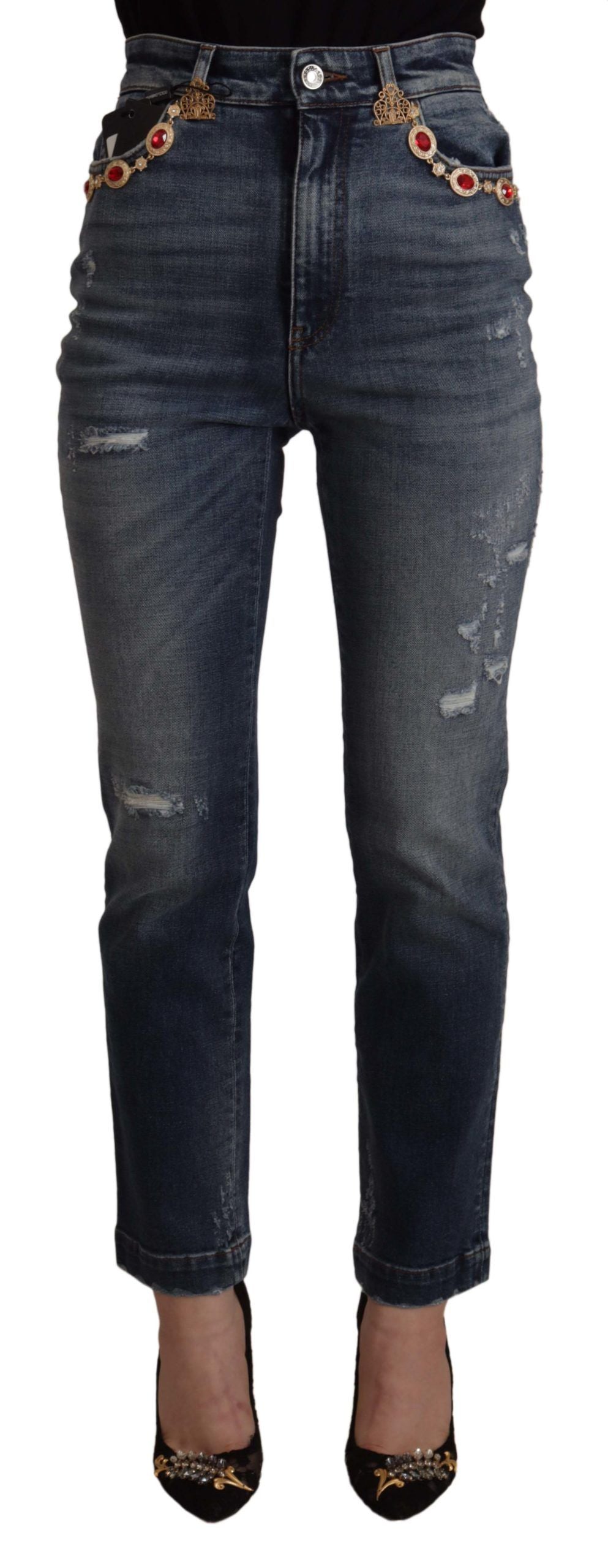 - High Waist Skinny Designer Jeans in Blue