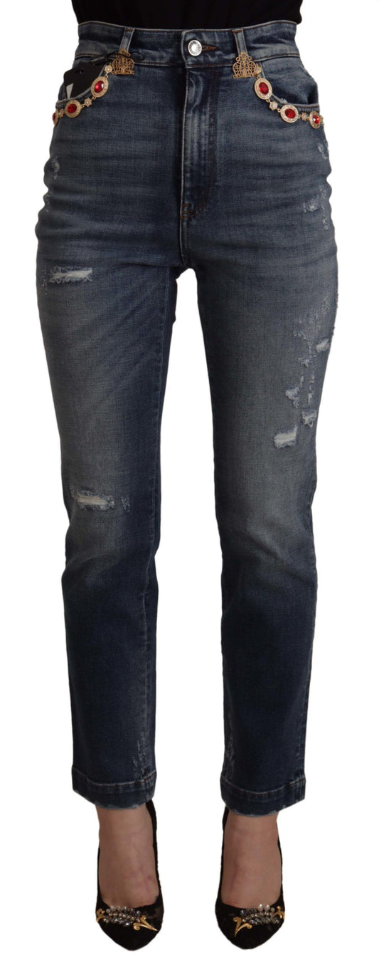 - High Waist Skinny Designer Jeans in Blue
