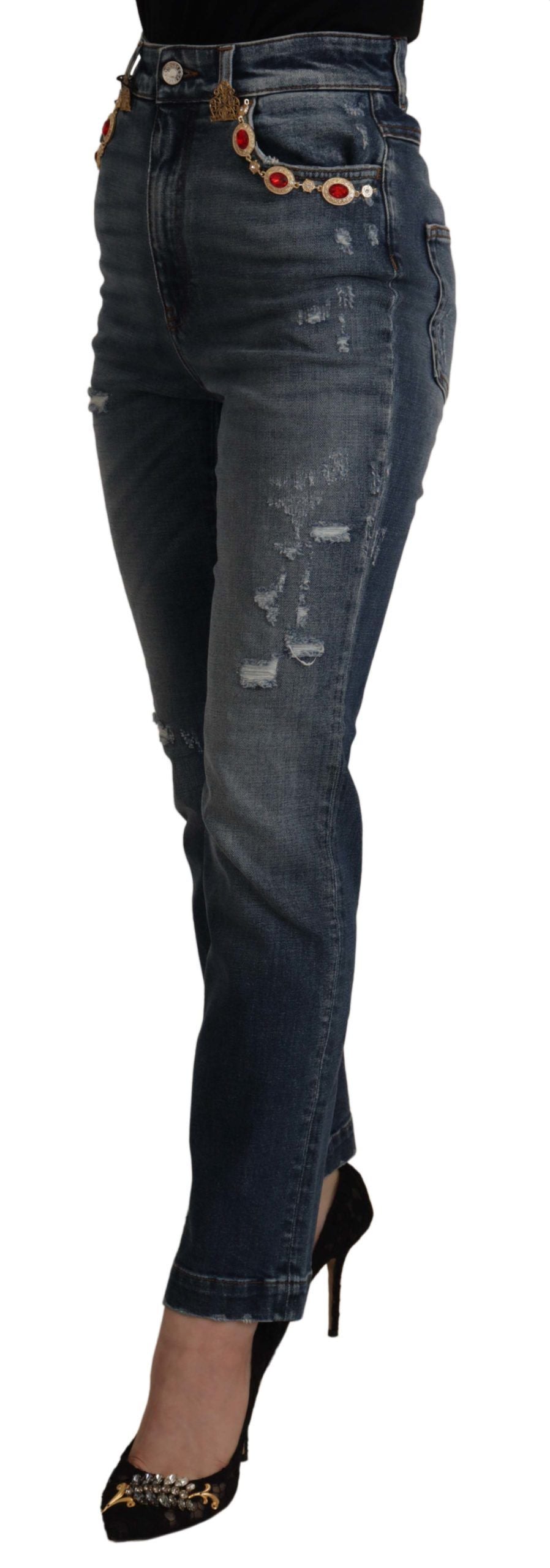 - High Waist Skinny Designer Jeans in Blue