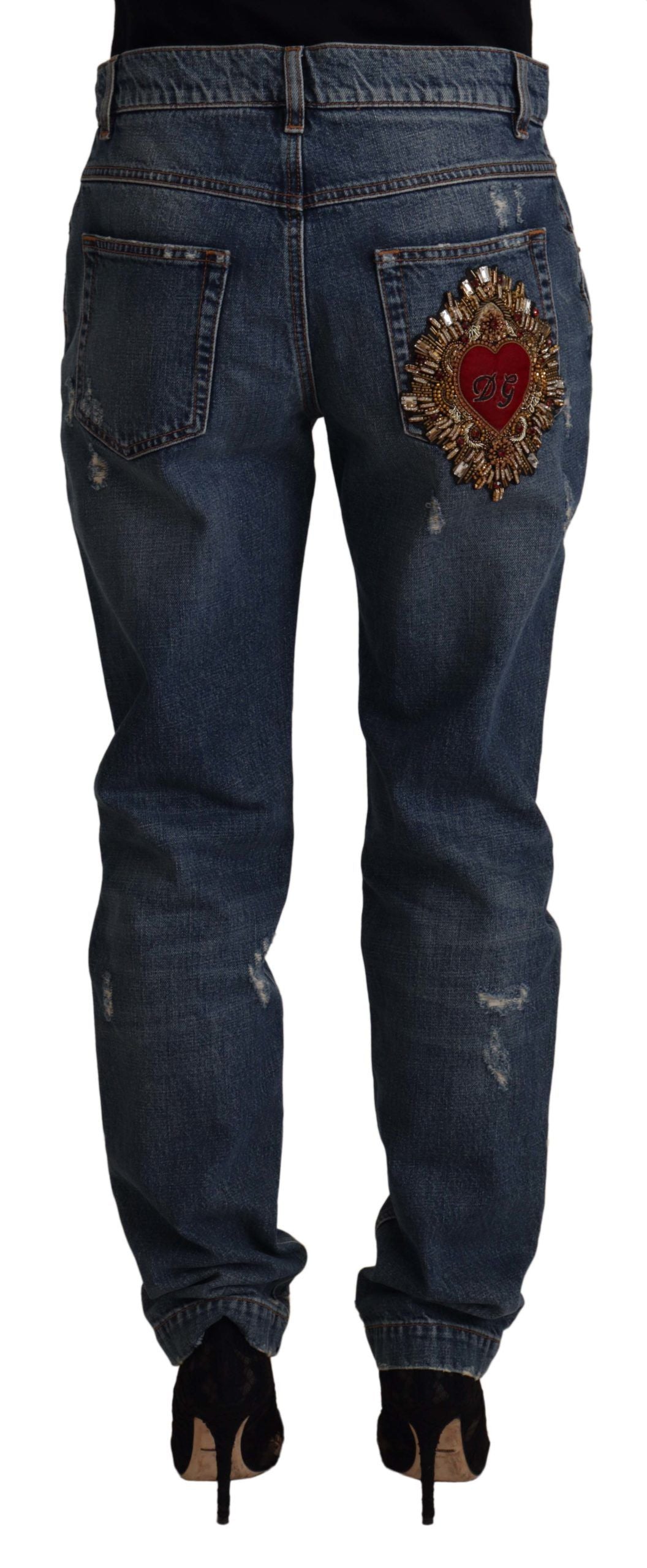 - Chic Boyfriend Cut Mid Waist Denim Jeans