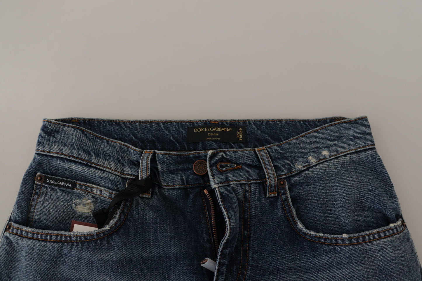 - Chic Boyfriend Cut Mid Waist Denim Jeans