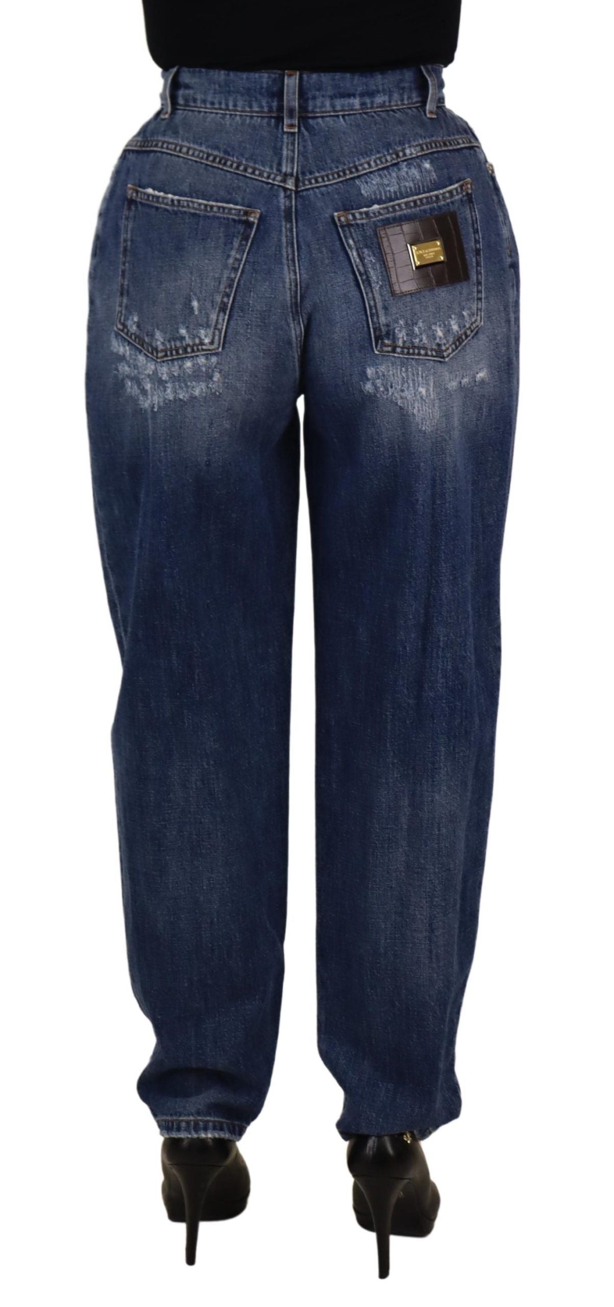 - High Waist Skinny Denim Jeans - Chic Blue Washed