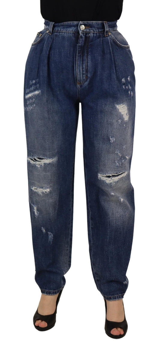 - High Waist Skinny Denim Jeans - Chic Blue Washed