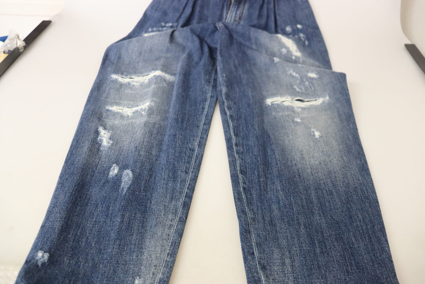 - High Waist Skinny Denim Jeans - Chic Blue Washed