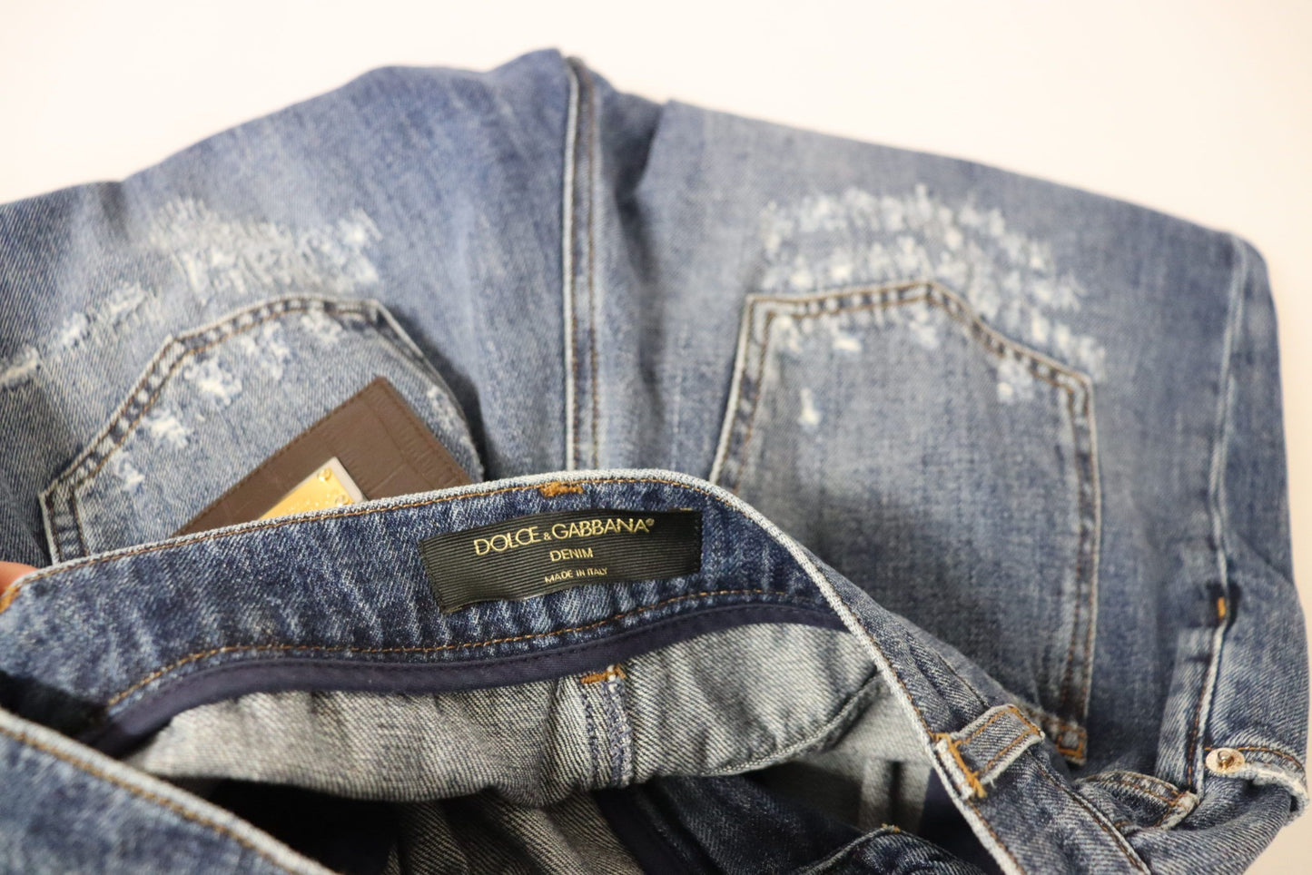 - High Waist Skinny Denim Jeans - Chic Blue Washed
