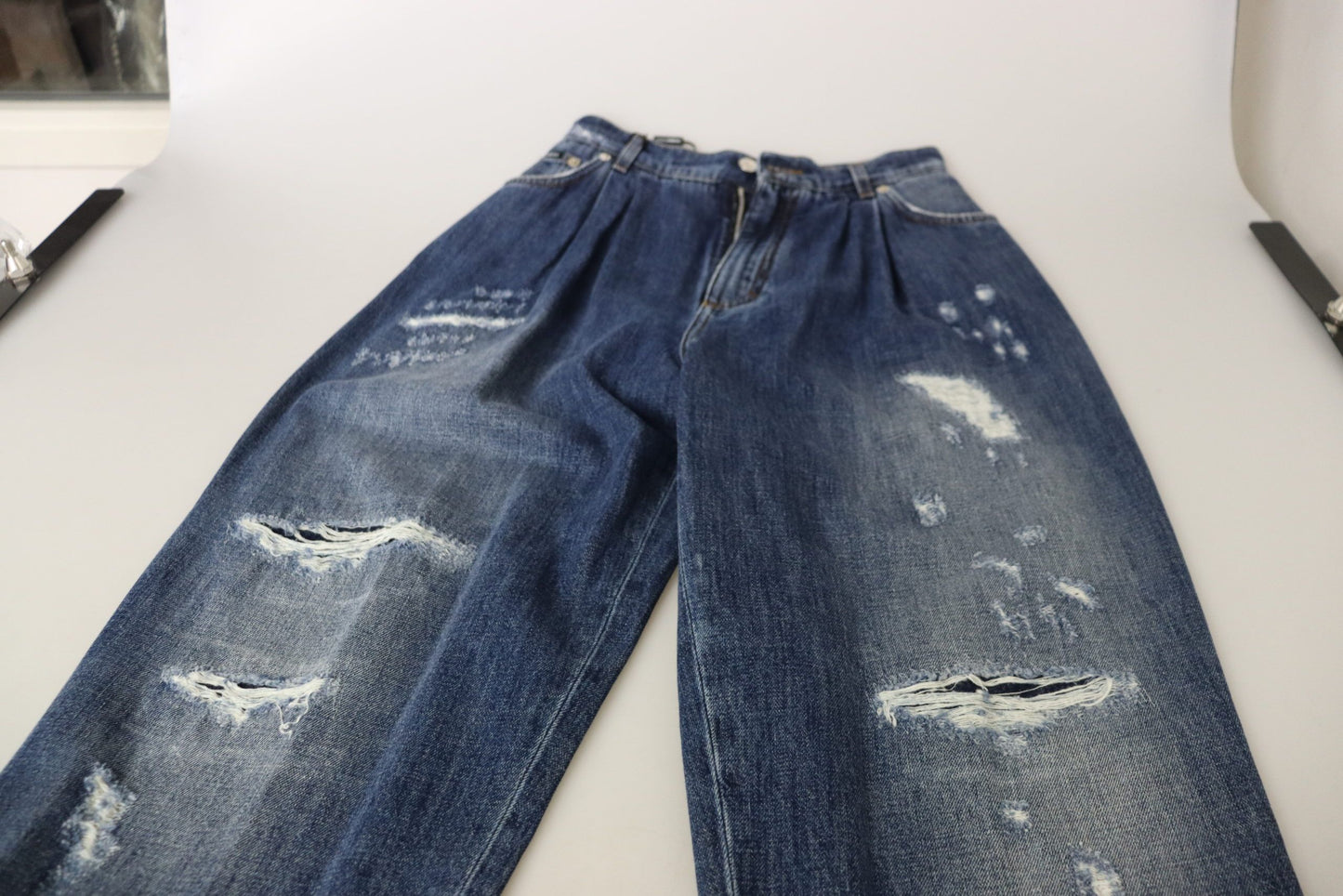 - High Waist Skinny Denim Jeans - Chic Blue Washed