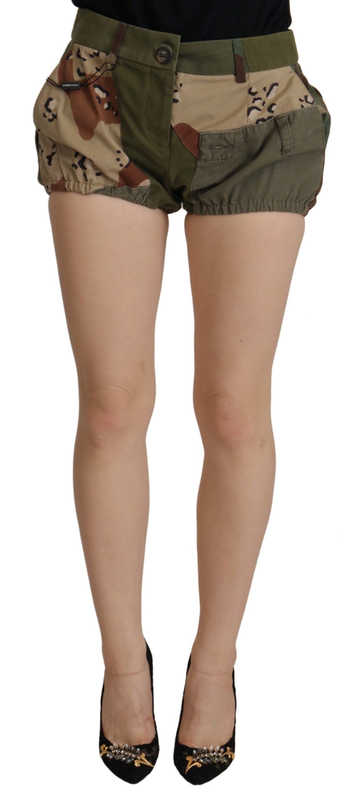 - Army Green High-Waist Hot Pants
