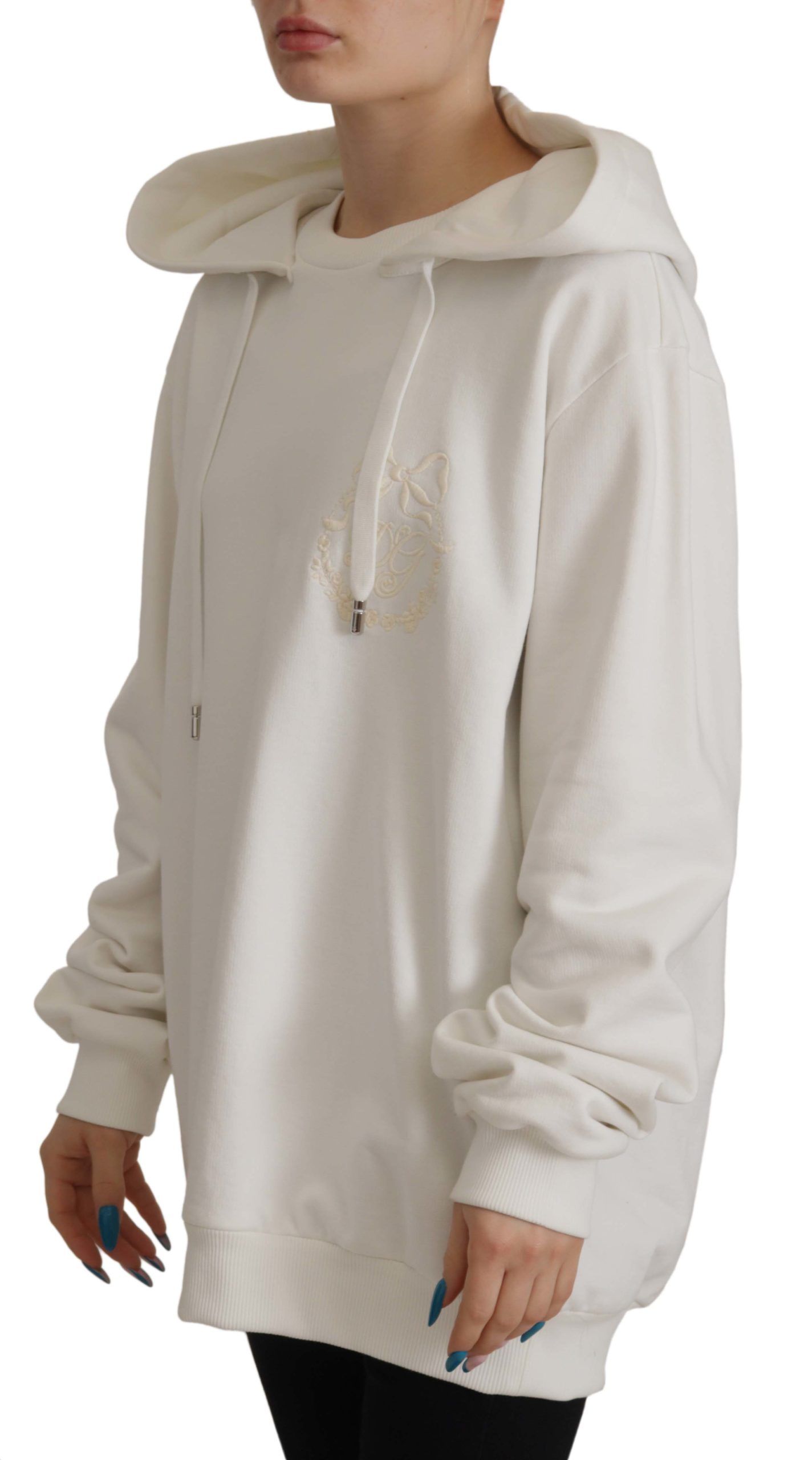 - Chic White Hooded Pullover Sweater