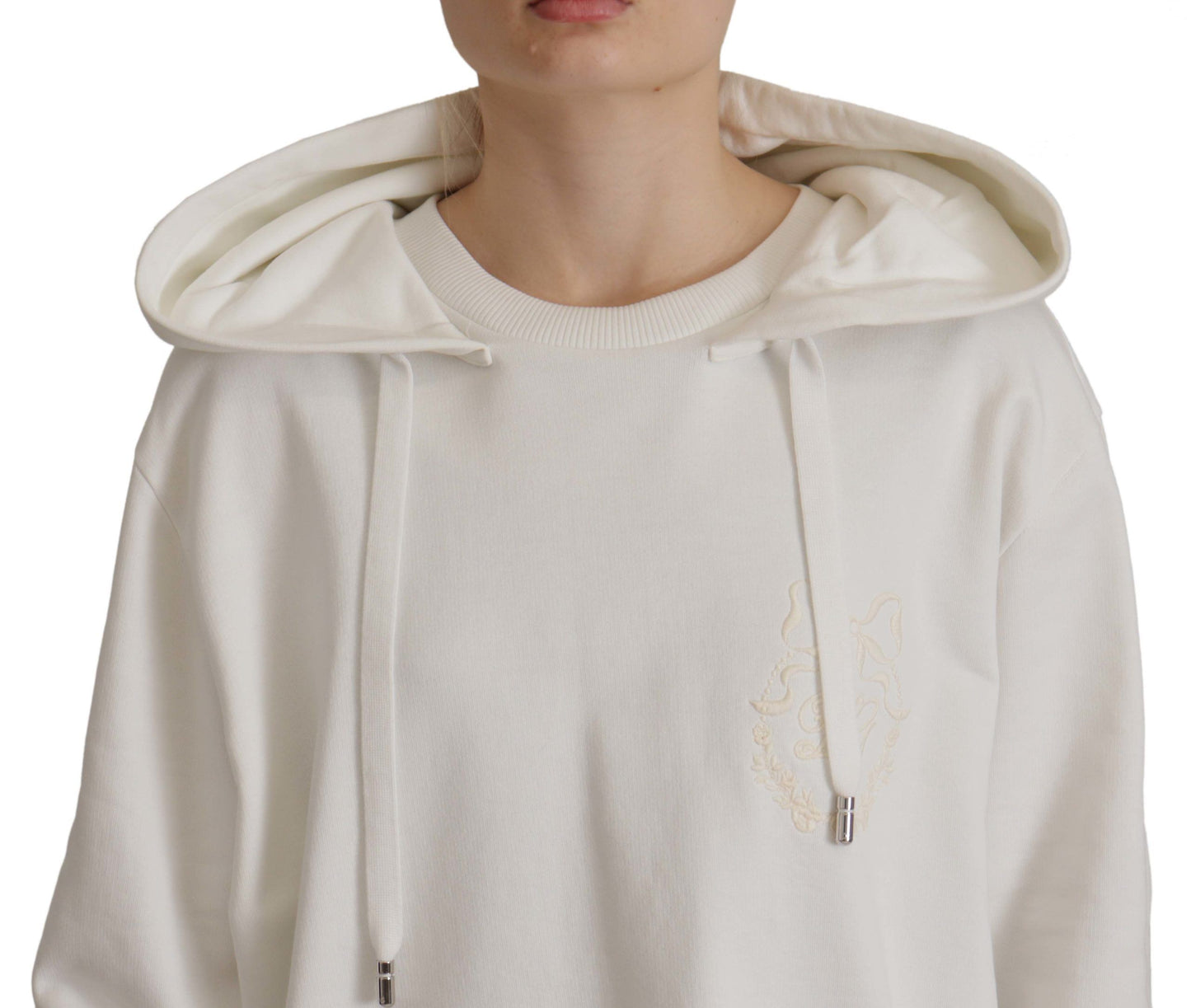 - Chic White Hooded Pullover Sweater