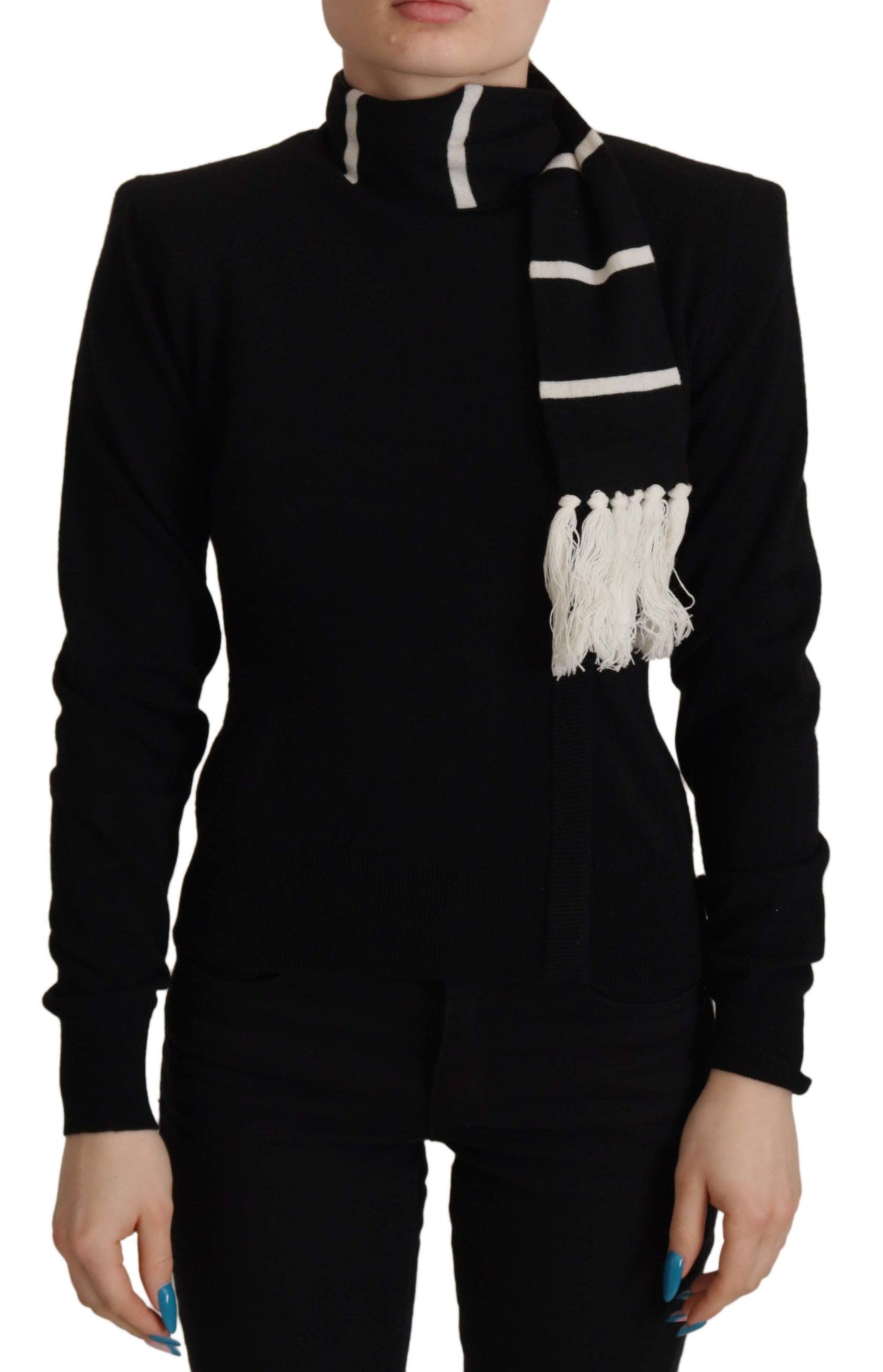 - Elegant Black Cashmere Turtleneck Sweater