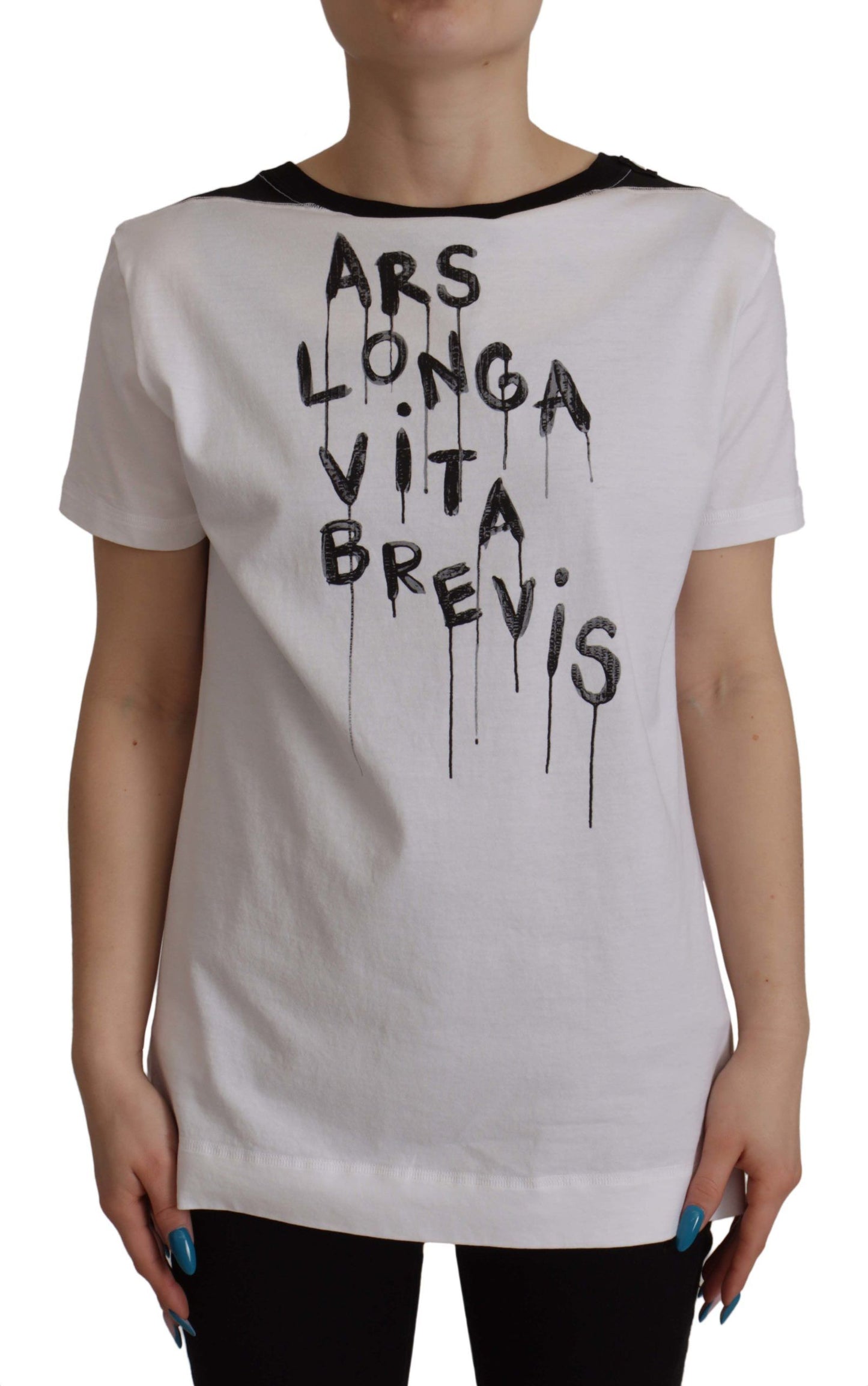 - Elegant Round Neck Slogan Tee