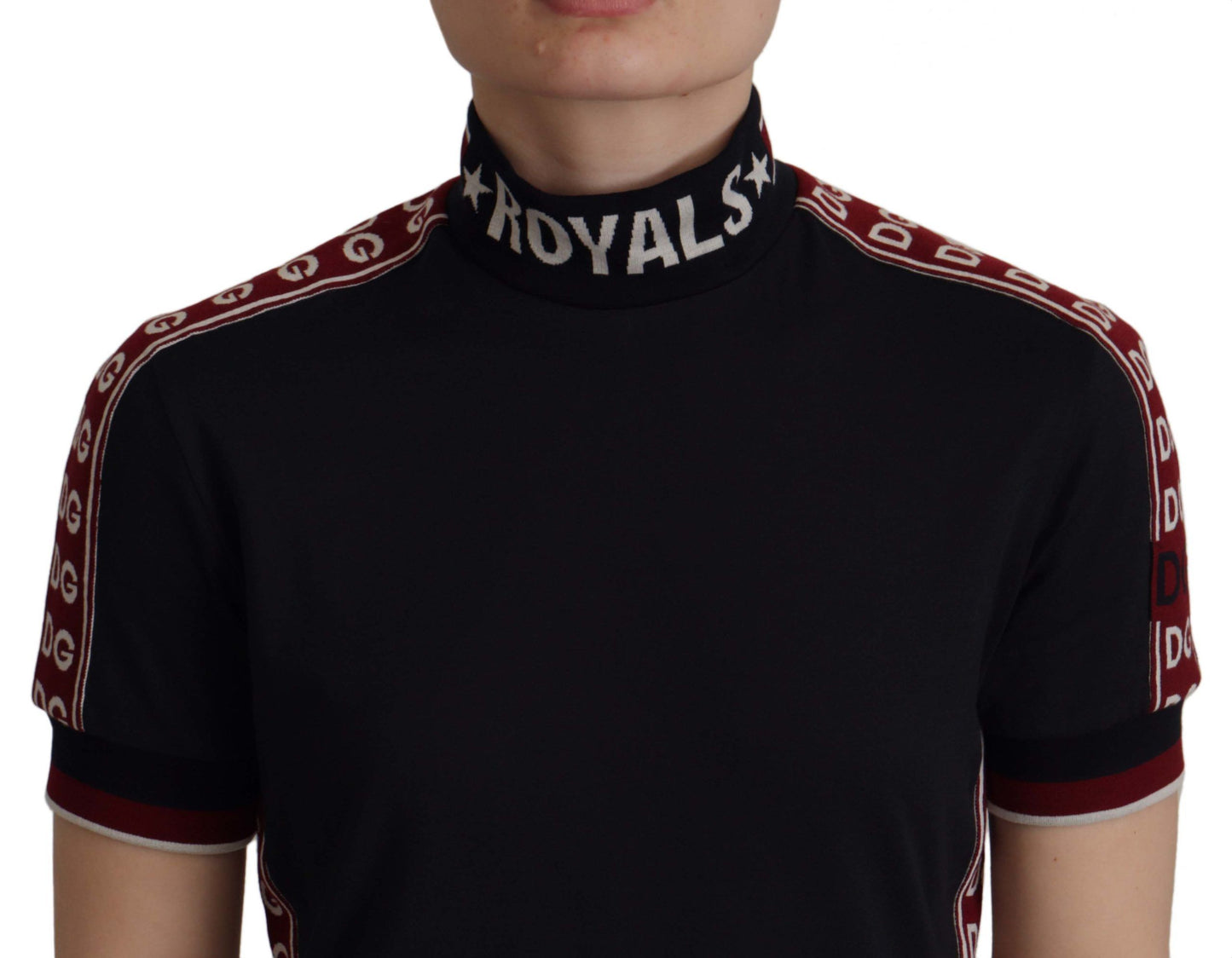 - Elegant Black Turtle Neck Cotton Tee