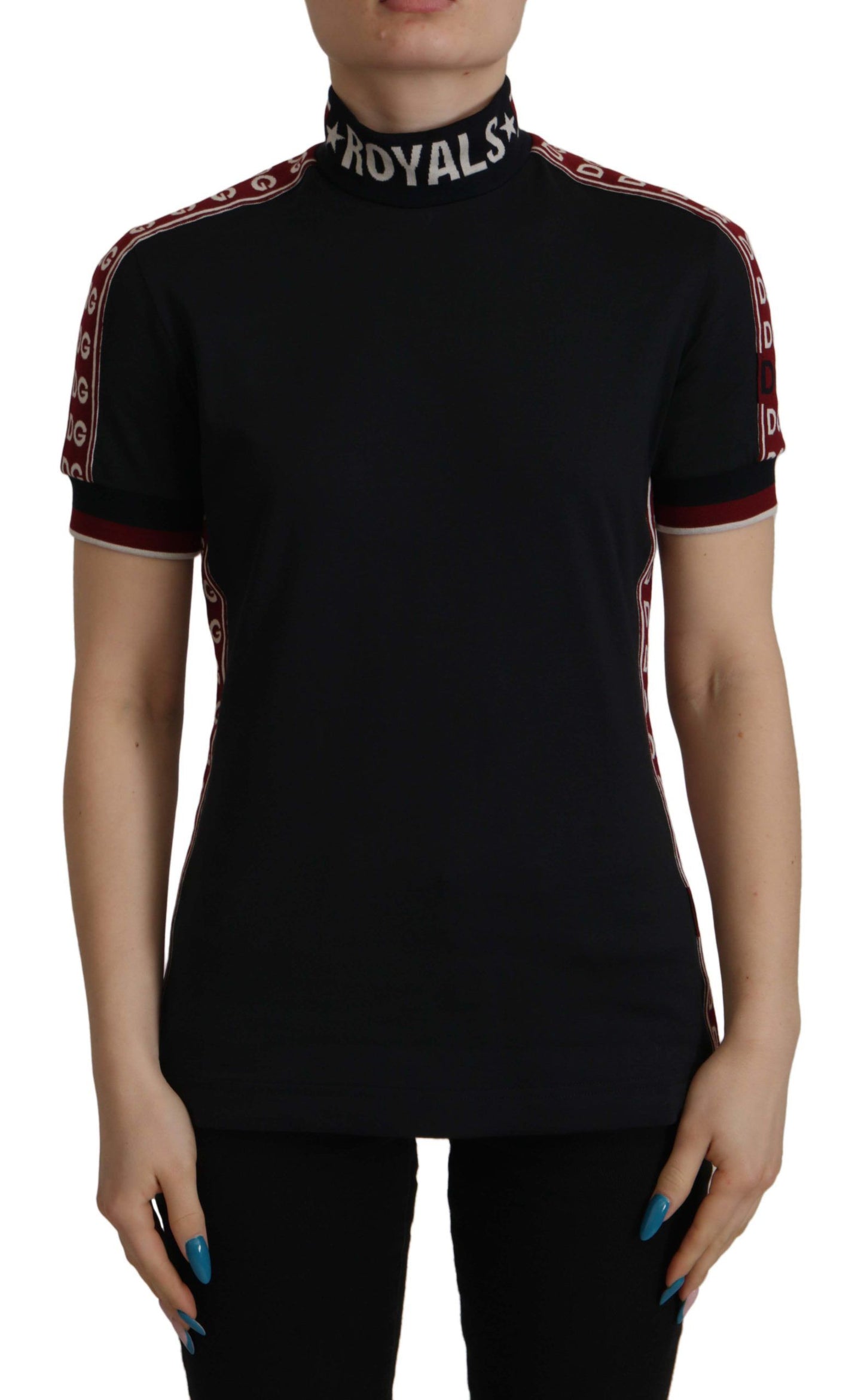 - Elegant Black Turtle Neck Cotton Tee