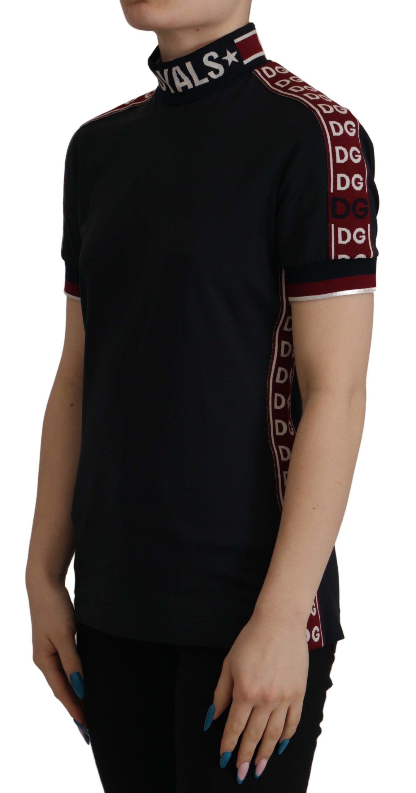 - Elegant Black Turtle Neck Cotton Tee