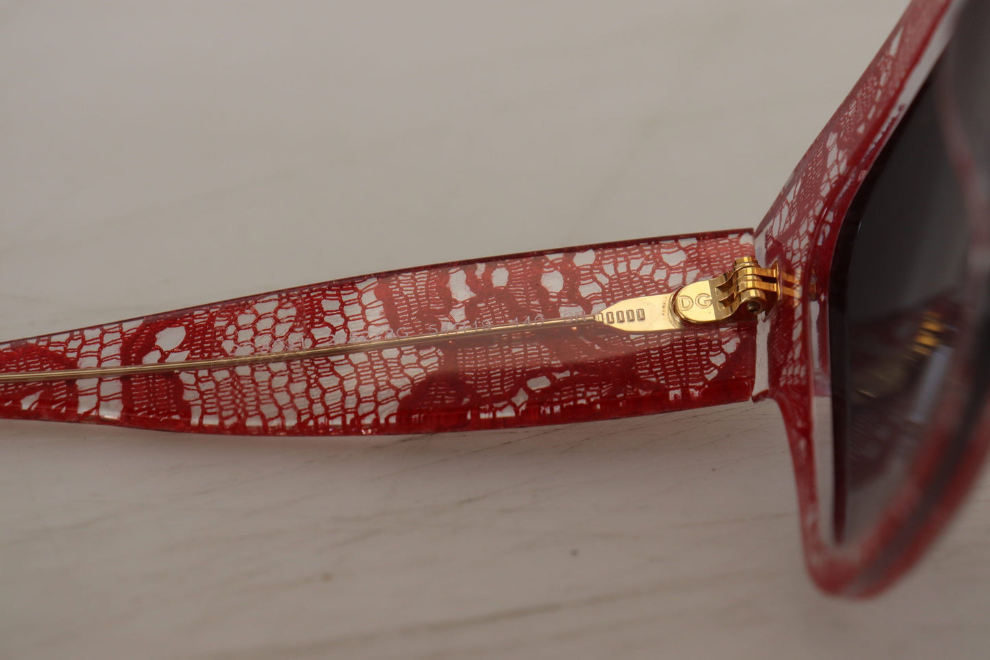 Dolce & Gabbana Sicilian Lace Tinted Sunglasses in Red and White