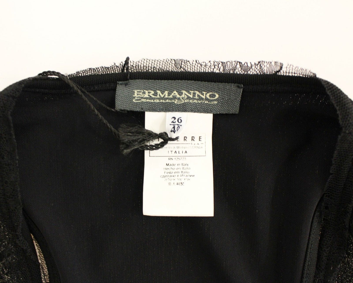 Ermanno Scervino Black Nylon Lace Detail Mini Dress - A Study in Elegance
