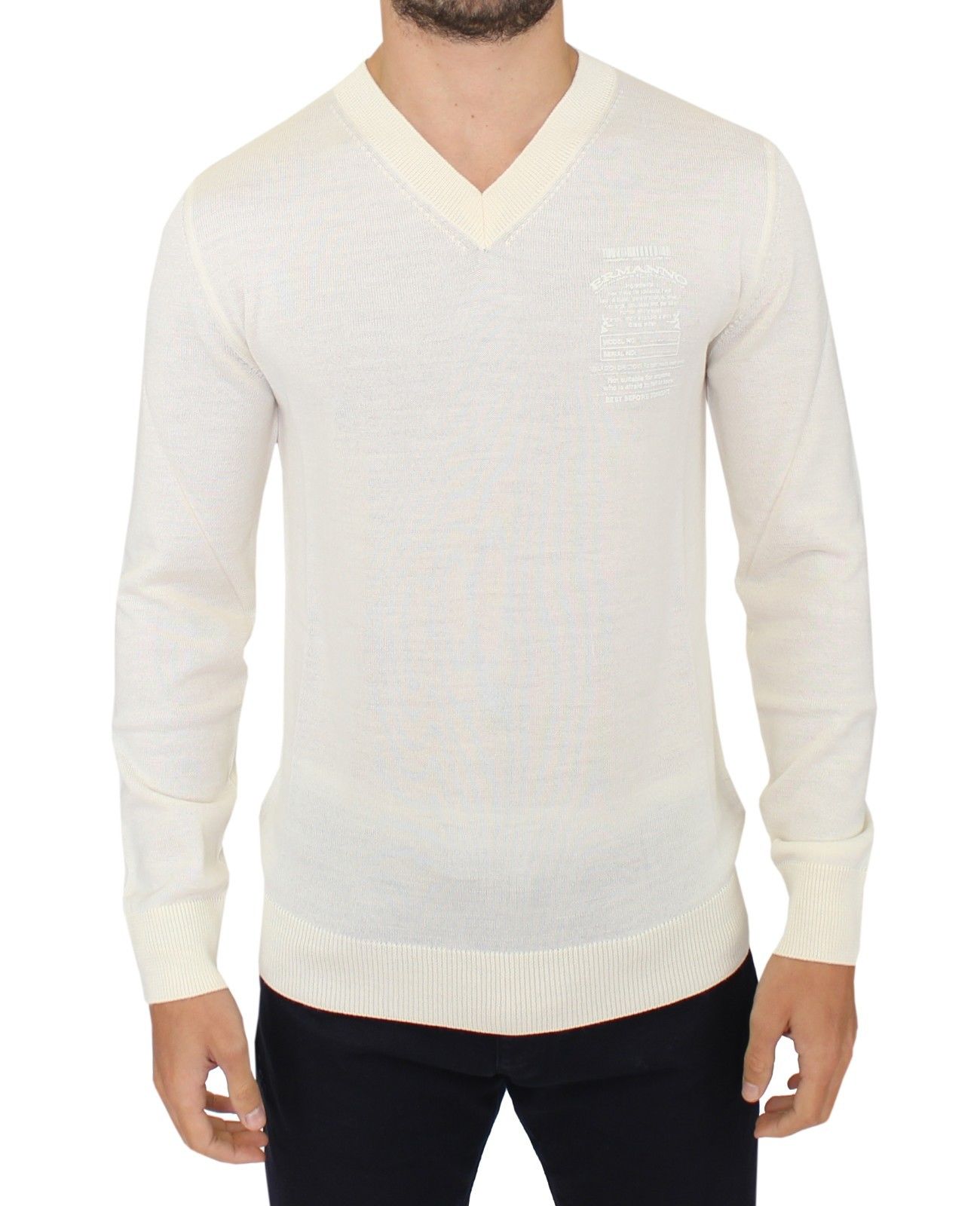 - Off-White V-Neck Wool Blend Pullover
