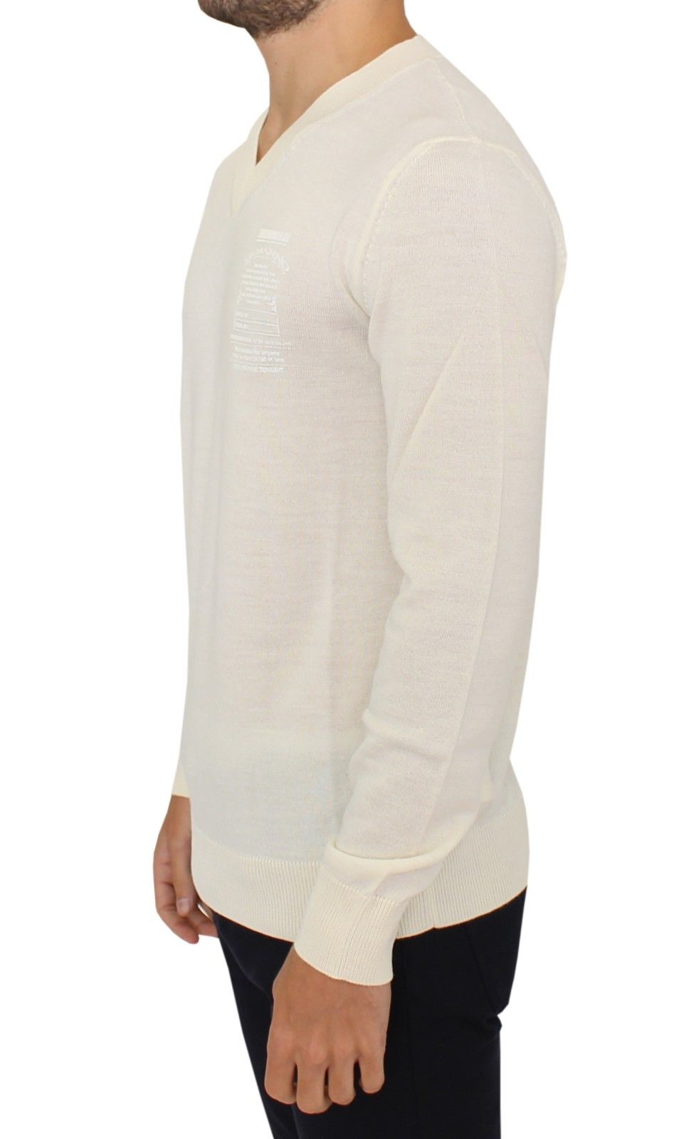 - Off-White V-Neck Wool Blend Pullover
