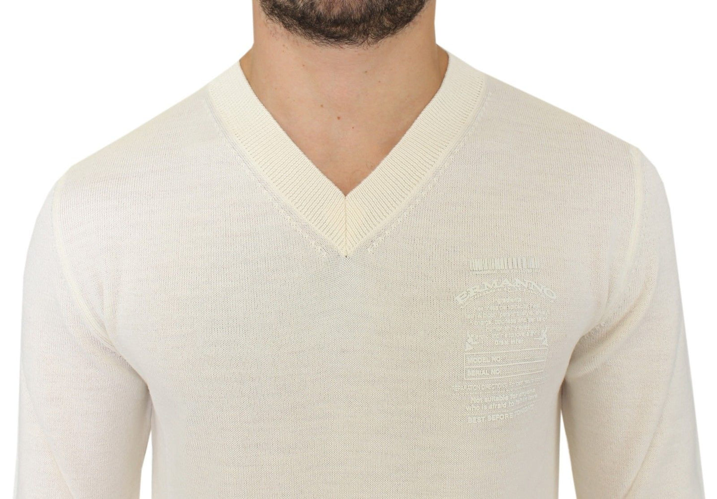 - Off-White V-Neck Wool Blend Pullover