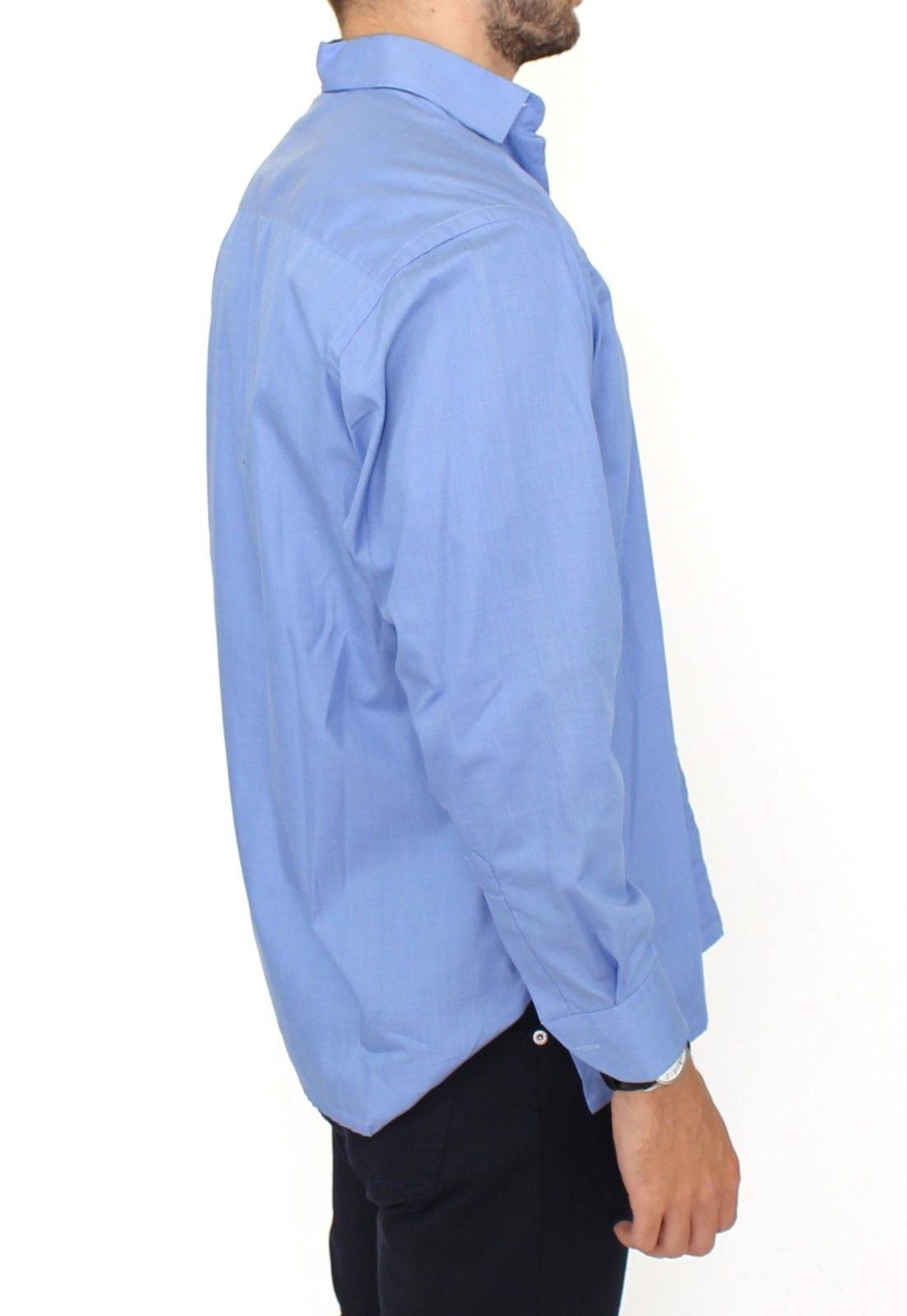 - Dapper Blue Cotton Dress Shirt for Men