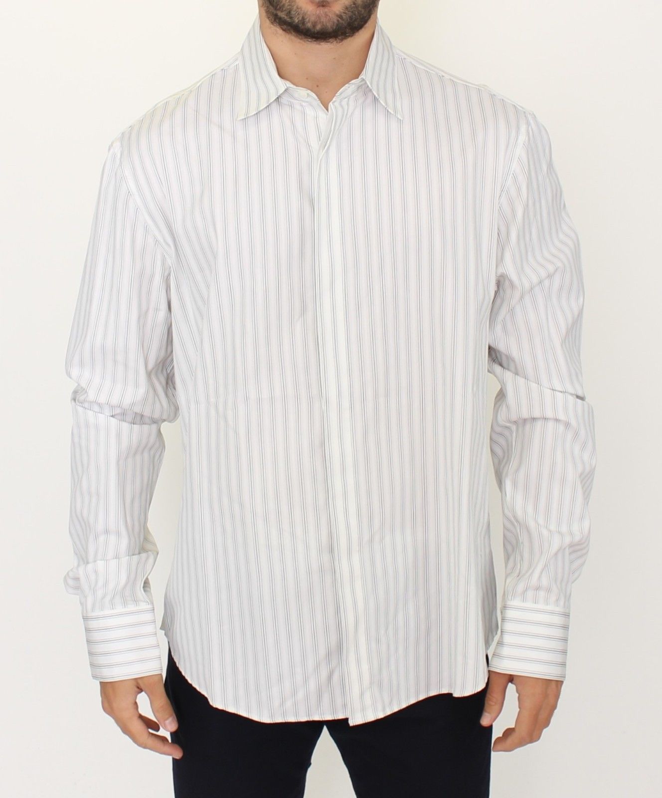 - Elegant Striped Cotton Casual Shirt