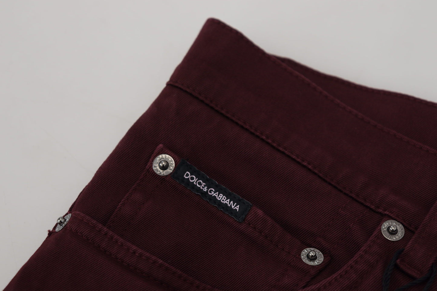 - Slim Fit Bordeaux Jeans - Italian Luxury