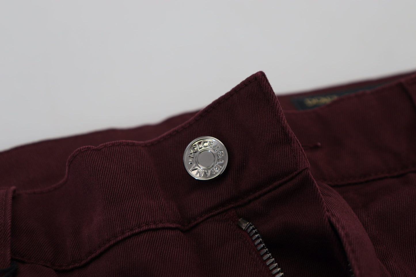 - Slim Fit Bordeaux Jeans - Italian Luxury