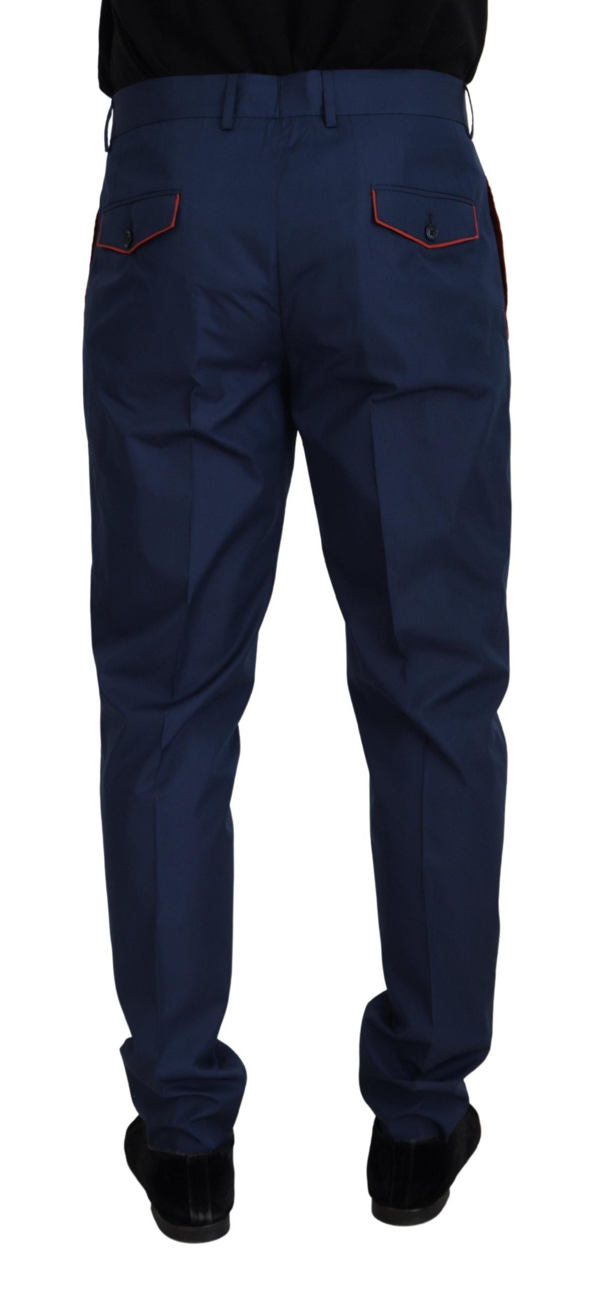 - Elegant Slim Fit Chinos in Blue Silk Blend