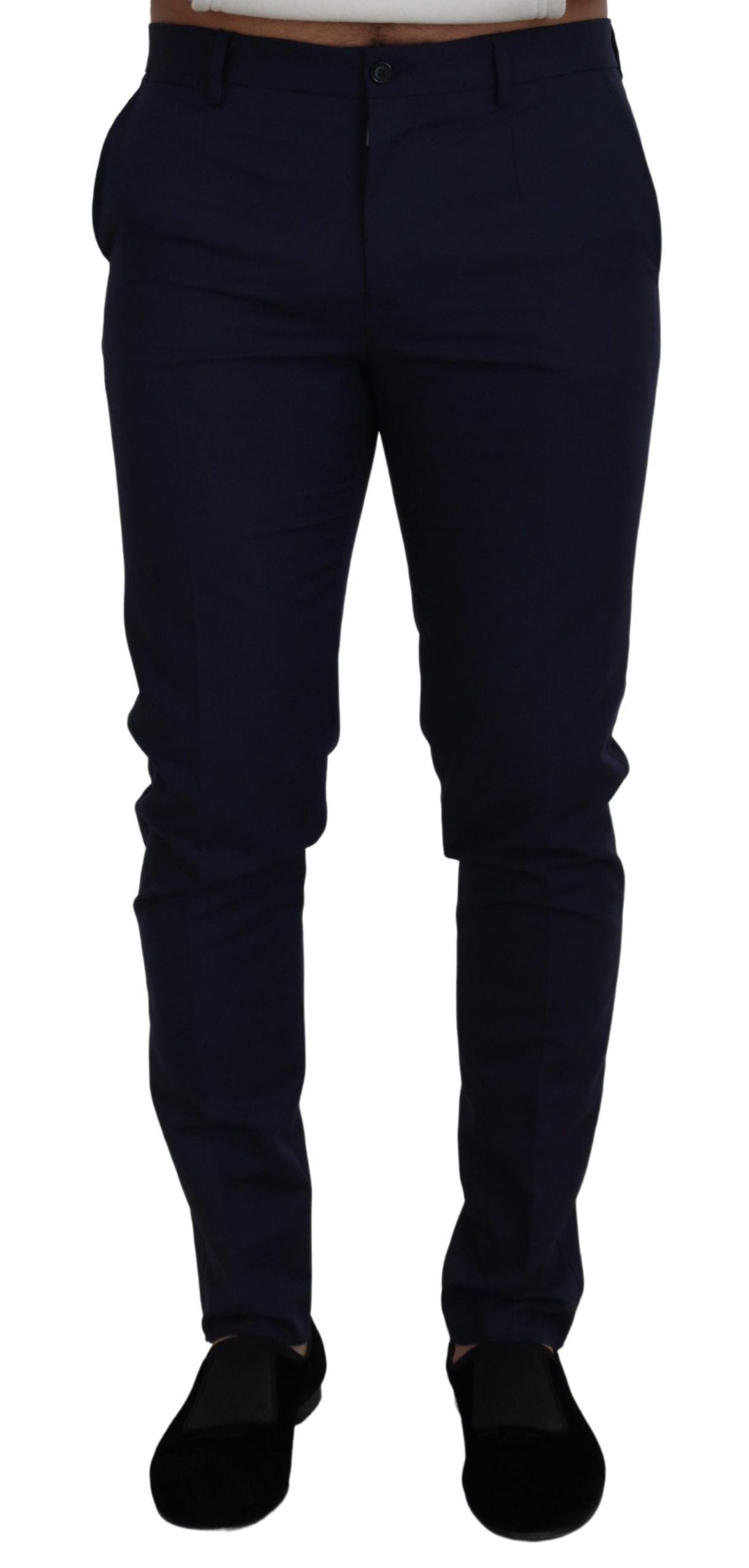 - Elegant Slim Fit Blue Dress Pants
