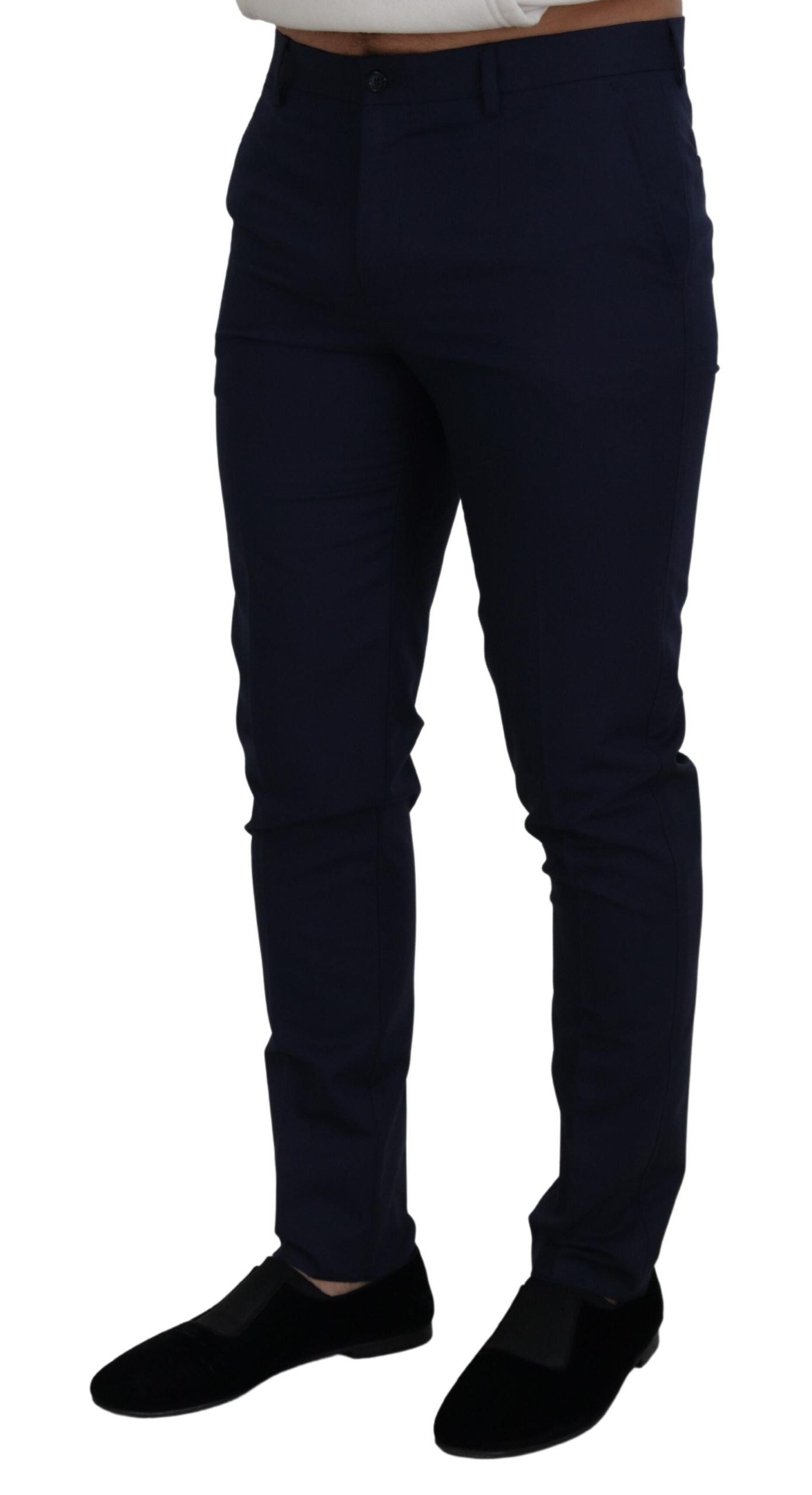 - Elegant Slim Fit Blue Dress Pants