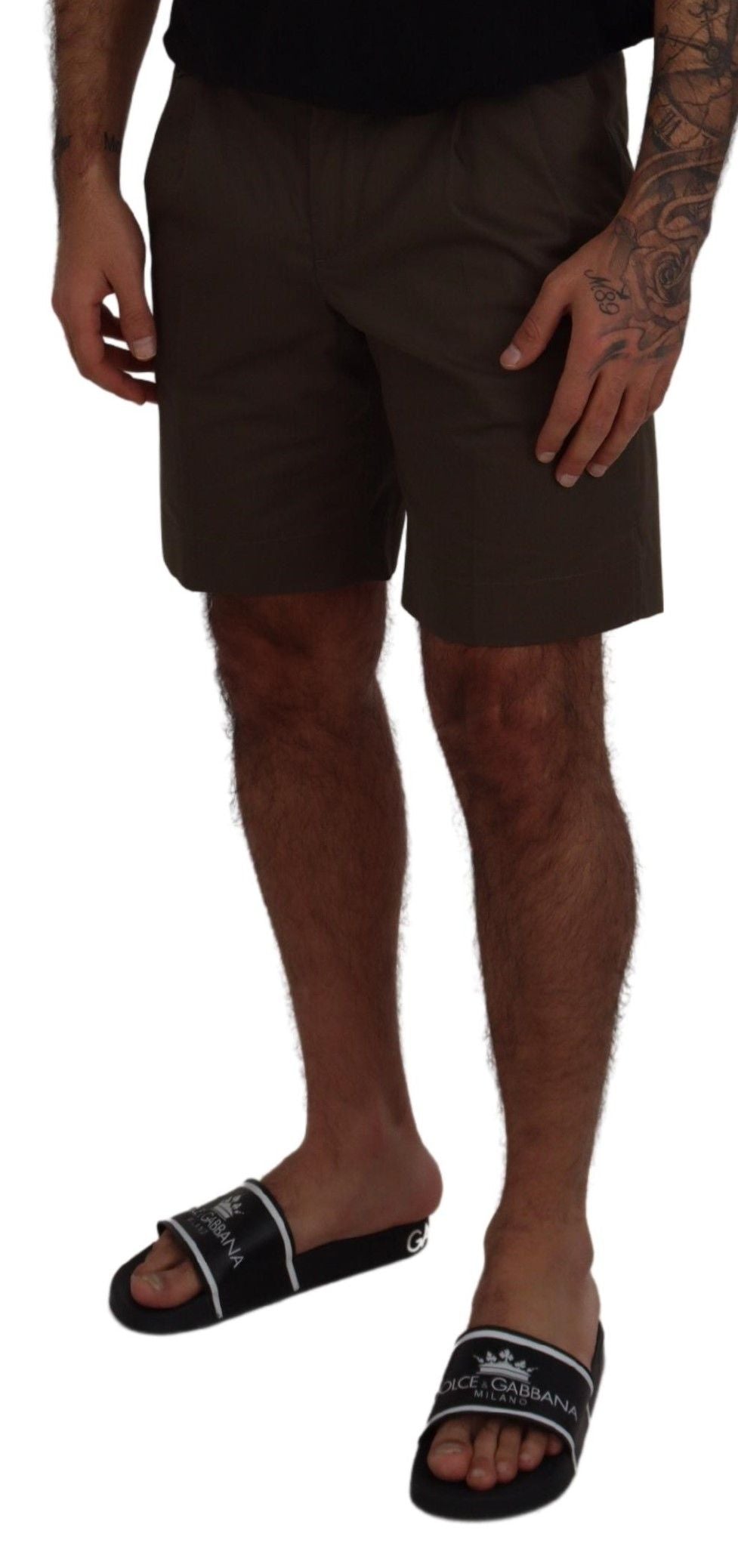 - Elegant Green Cotton Chino Shorts