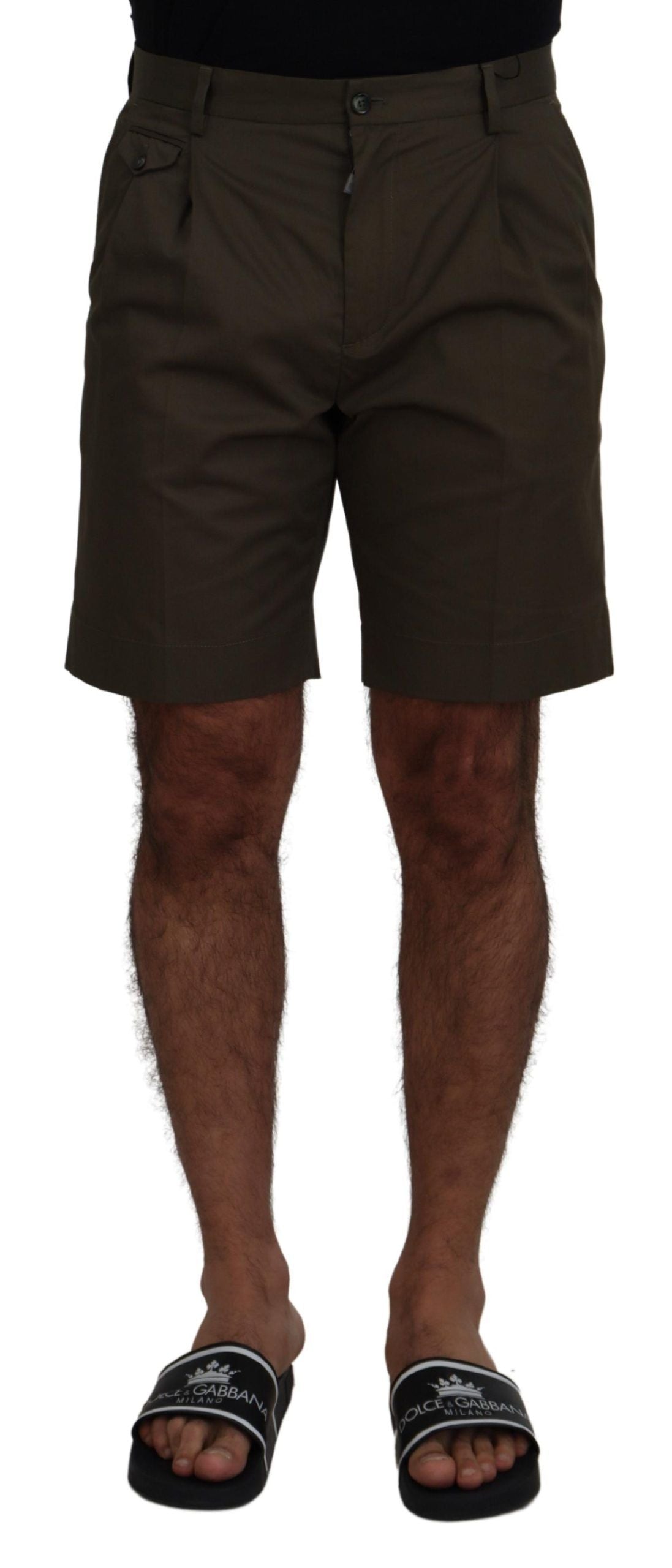 - Elegant Green Cotton Chino Shorts