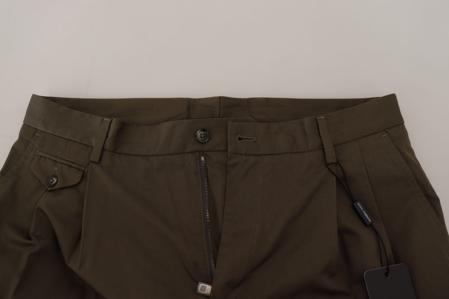 - Elegant Green Cotton Chino Shorts