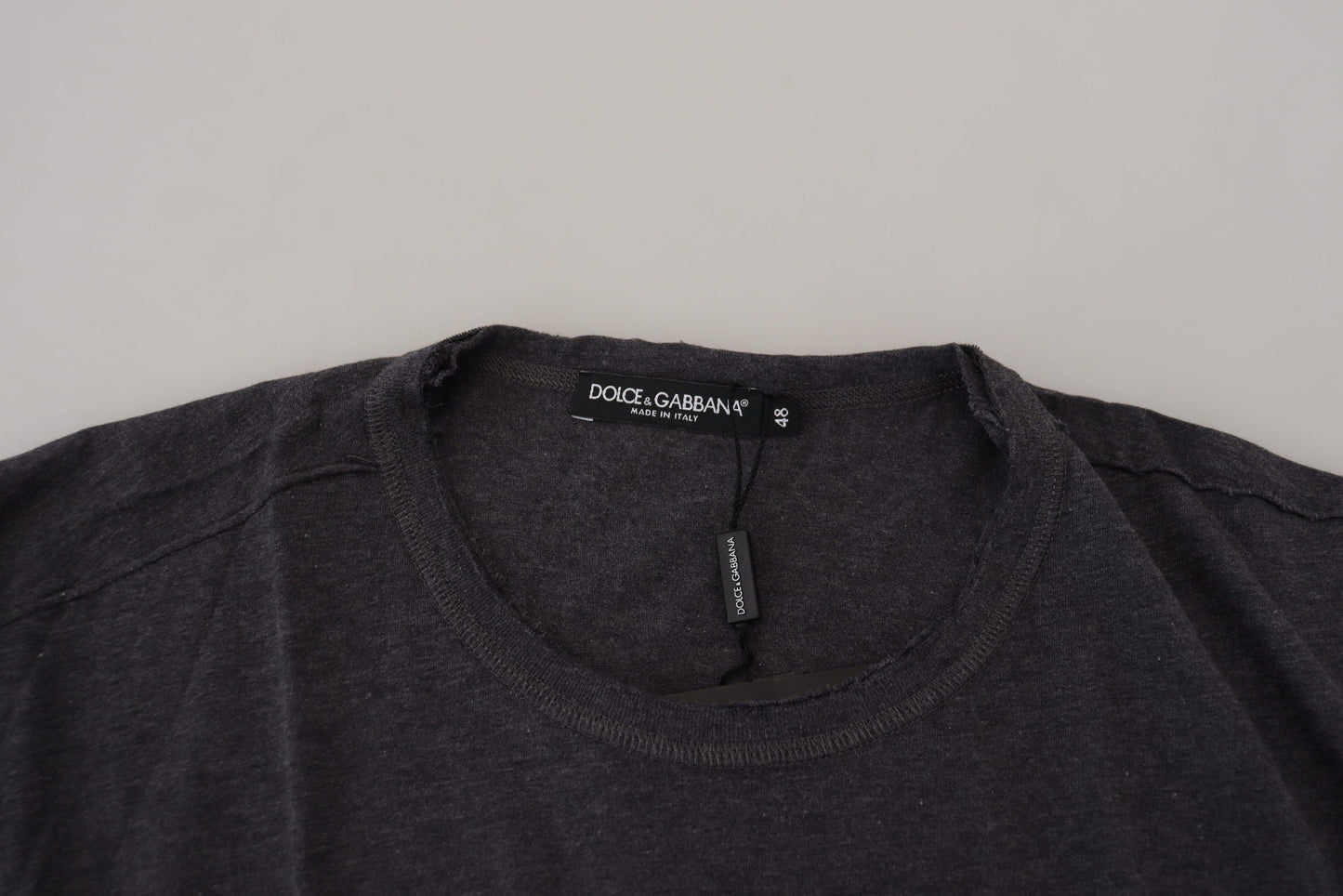 - Elegant Gray Motive Crew Neck T-Shirt